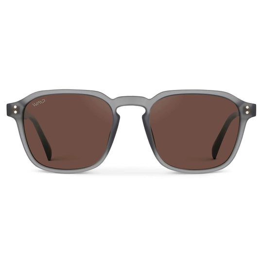 Moonrock Grey / Brown Lens || Grey Square Frame Sunglasses with Brown Polarized Lenses