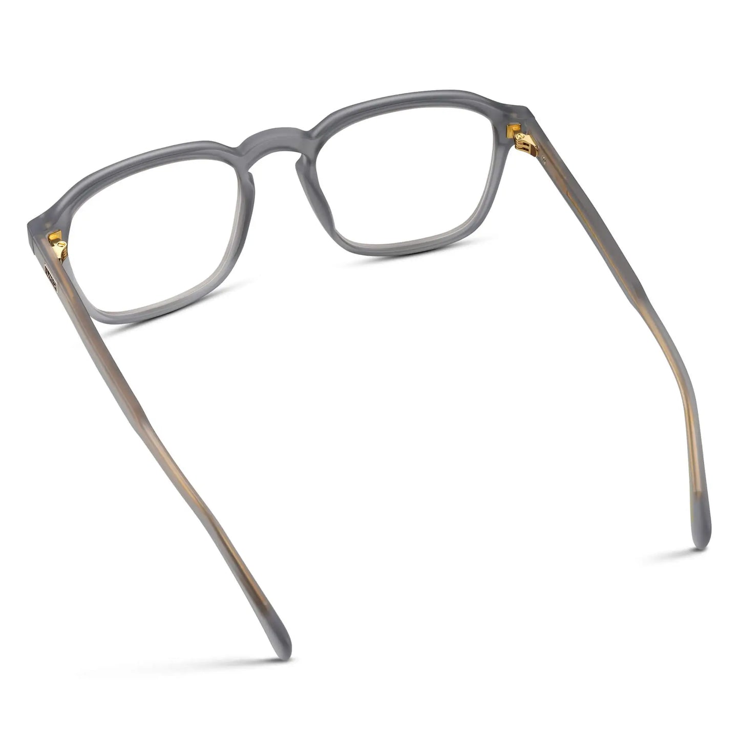 Moonrock Grey || Back view of Men's Square Prescription Sunglasses with Moonrock Grey Frame and Clear Lenses on a white background