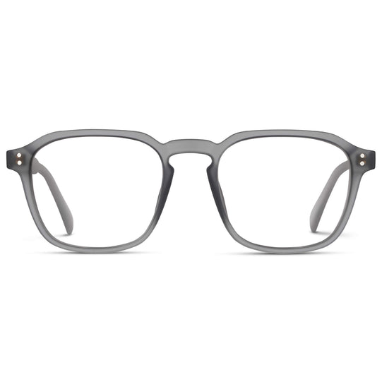 Moonrock Grey || Grey Square Frame with Clear Prescription Lenses