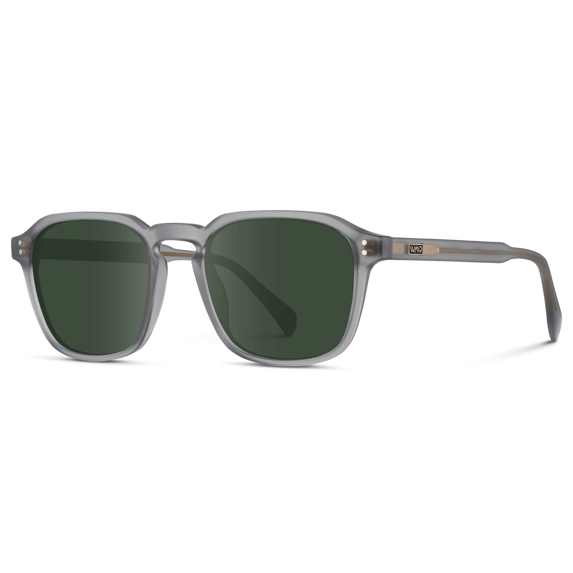 Moonrock Grey / G15 Lens || Grey Square Frame with Green Prescription Sunglass Lenses