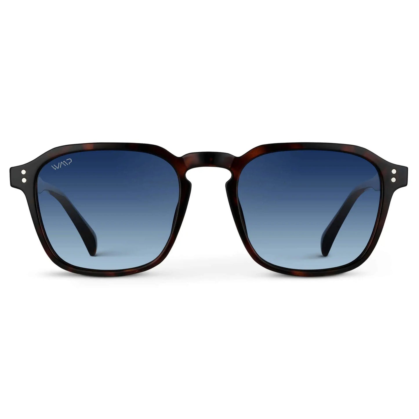 Brown Tortoise / Gradient Blue Lens || Tortoise Square Frame Sunglasses with Blue Polarized Lenses