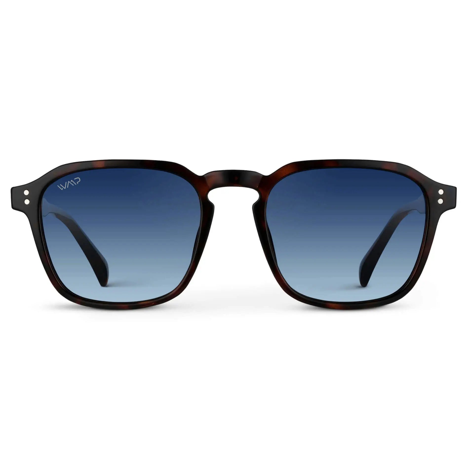 Brown Tortoise / Gradient Blue Lens || Tortoise Square Frame Sunglasses with Blue Polarized Lenses