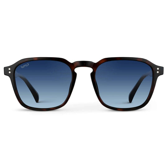 Brown Tortoise / Gradient Blue Lens || Tortoise Square Frame Sunglasses with Blue Polarized Lenses