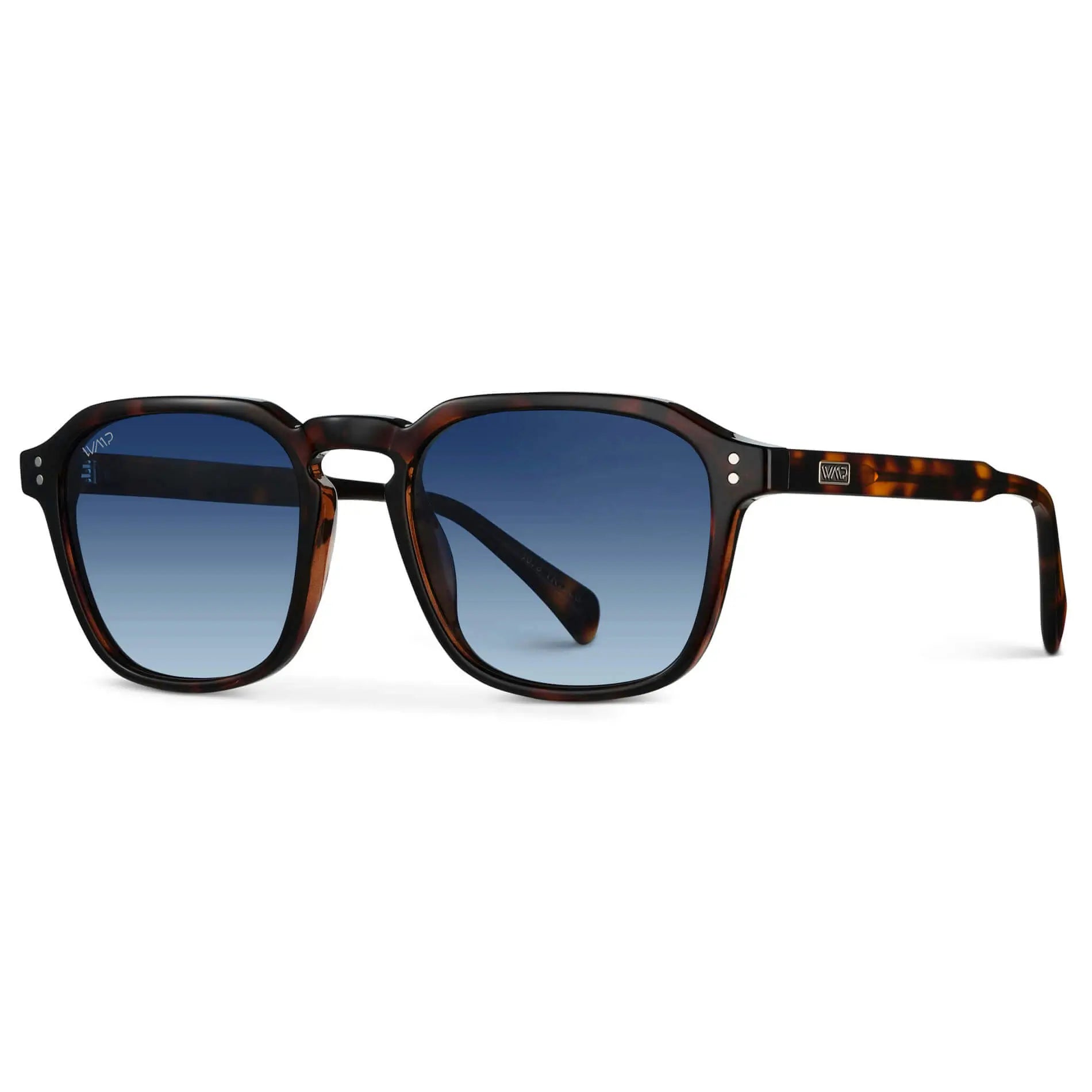 Brown Tortoise / Gradient Blue Lens || Tortoise Square Frame Sunglasses with Blue Polarized Lenses