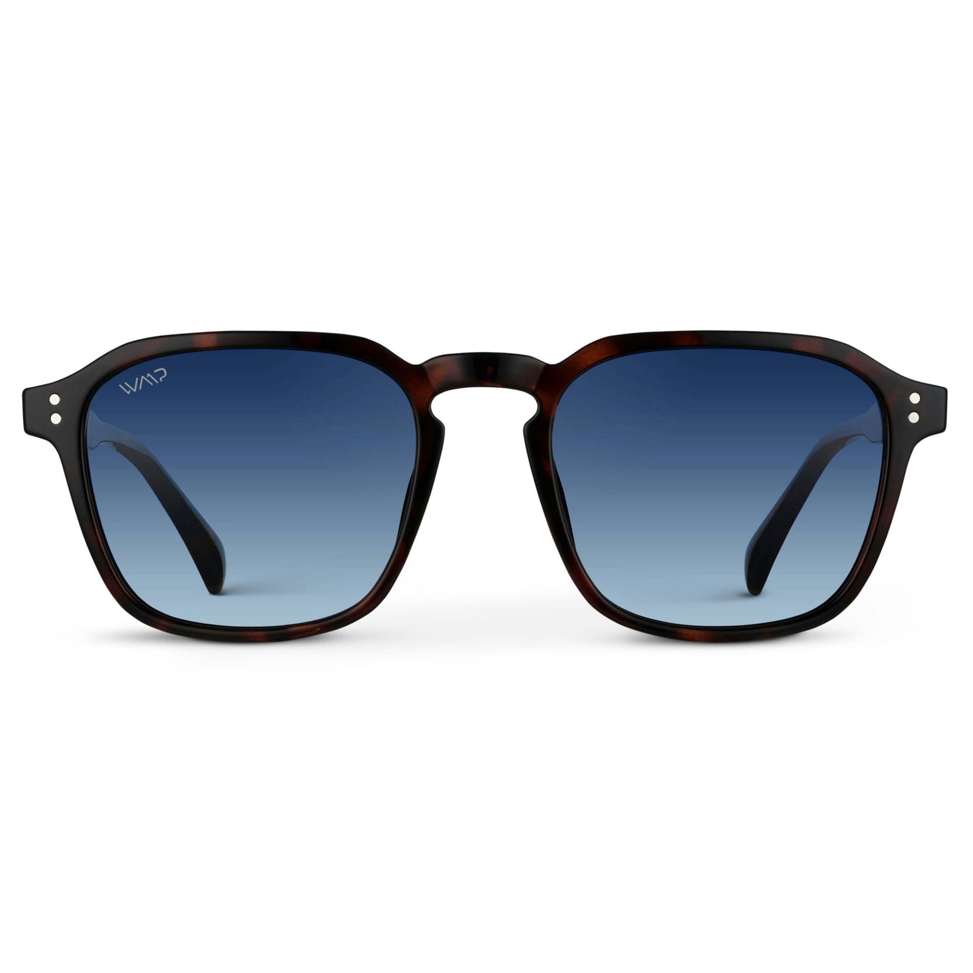 Brown Tortoise / Gradient Blue Lens || Tortoise Square Frame Sunglasses with Blue Polarized Lenses