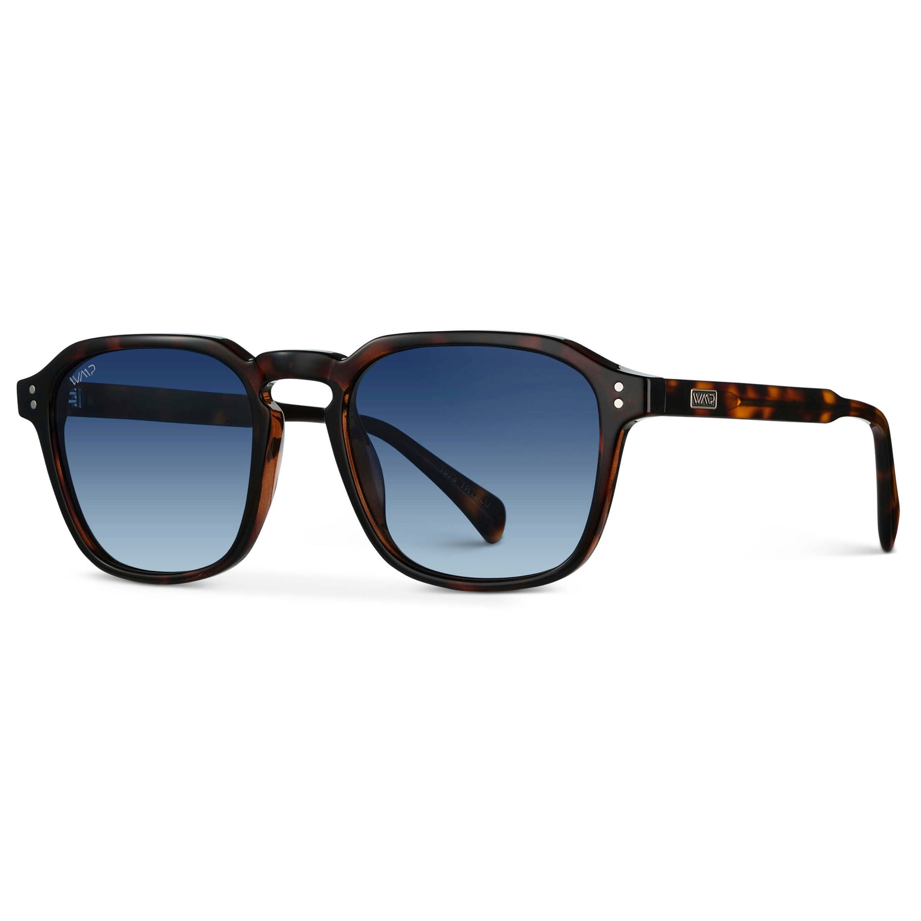 Brown Tortoise / Gradient Blue Lens || Tortoise Square Frame Sunglasses with Blue Polarized Lenses