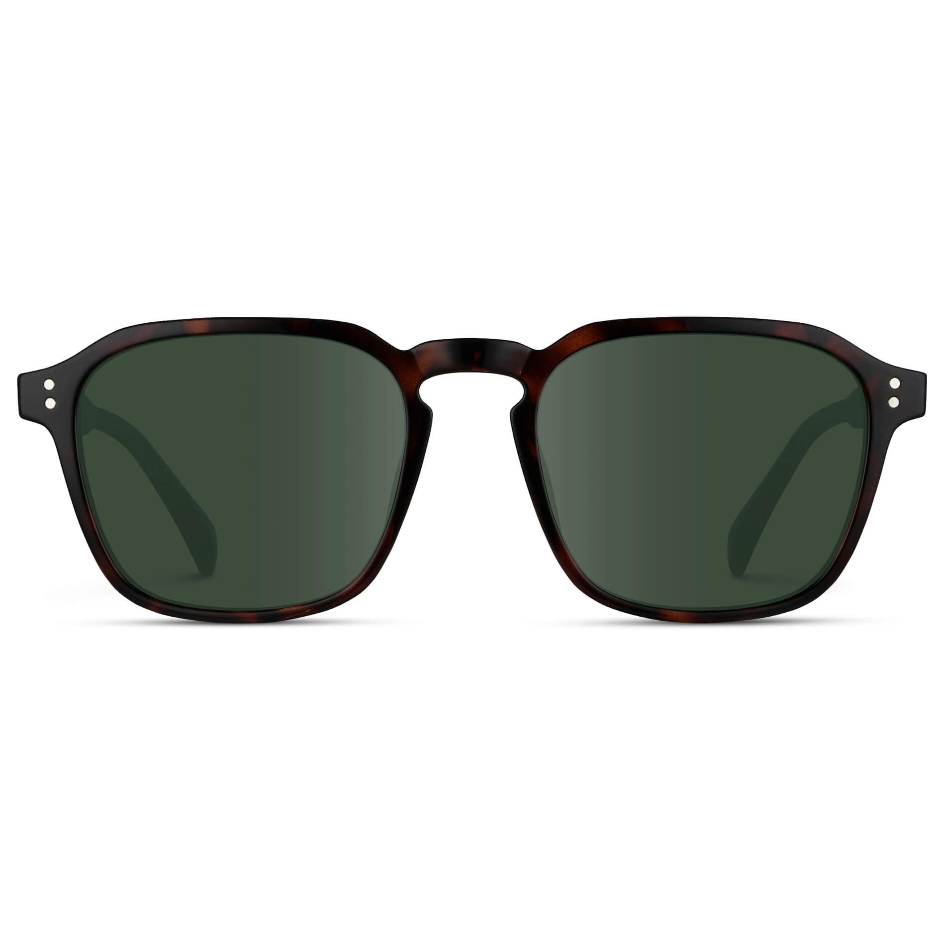 Brown Tortoise / G15 Lens || Tortoise Square Frame with Green Prescription Sunglass Lenses