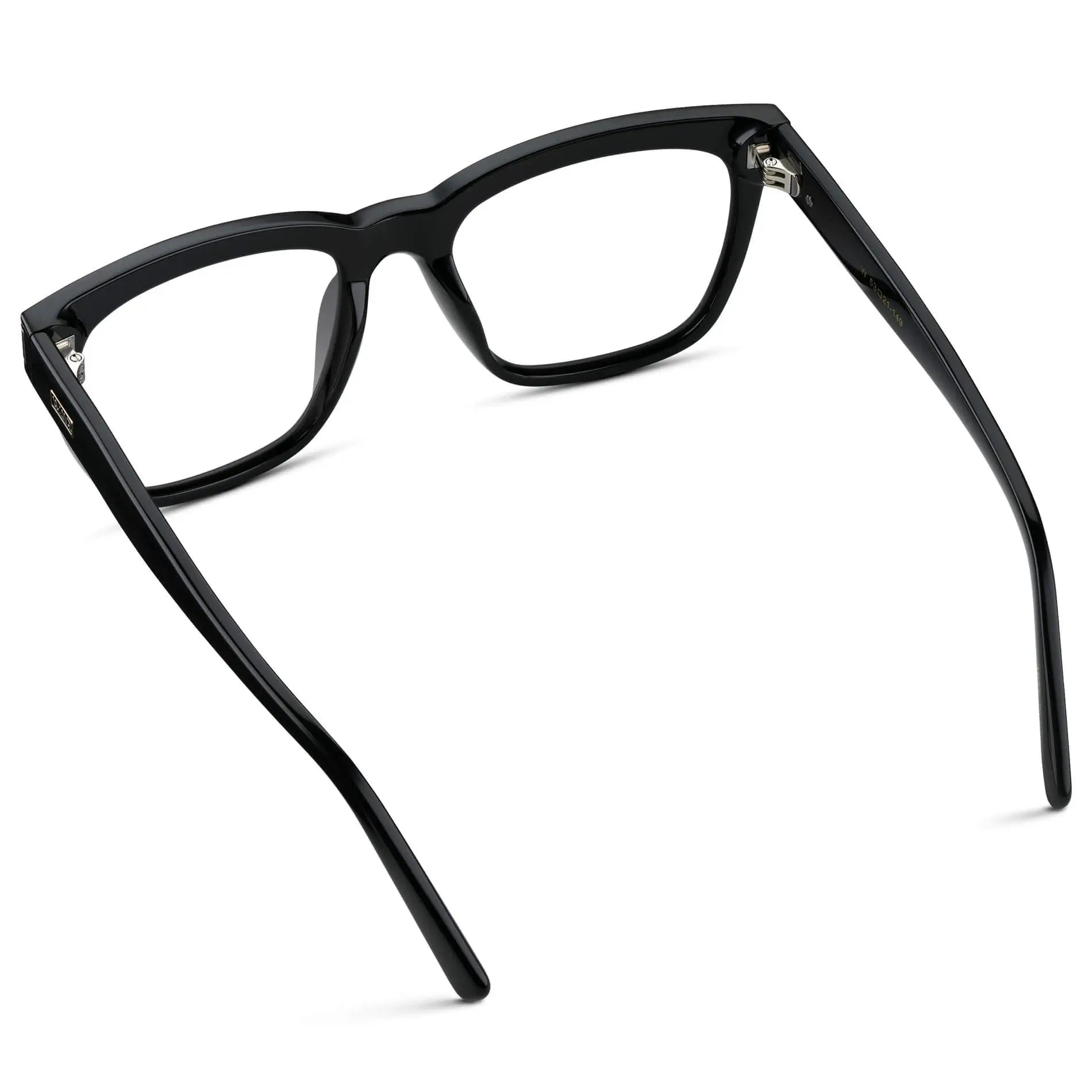 Black || Back view of Women's Oversized Square Prescription Eyeglasses with Black Frames with Clear Lenses on a white background