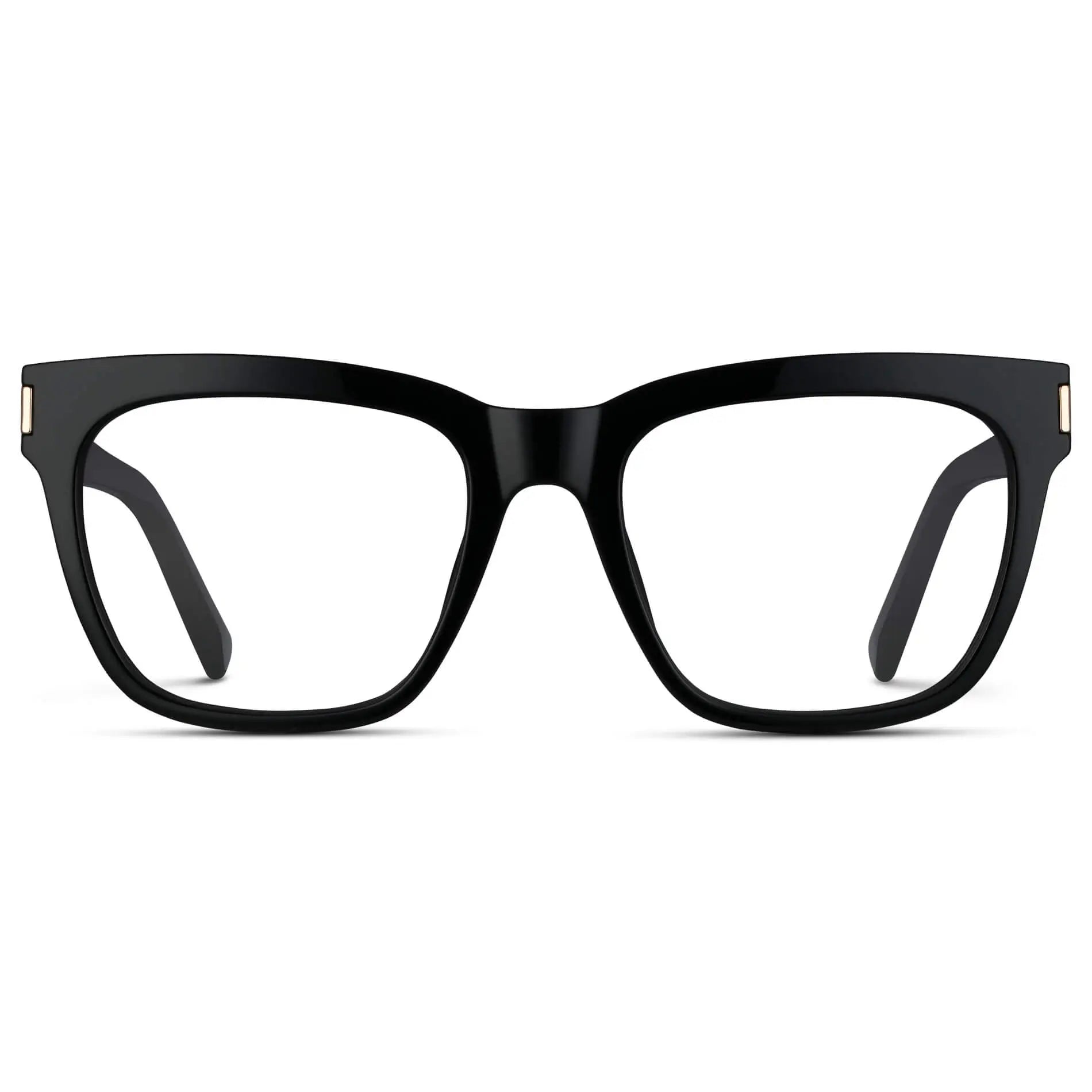 Black || Women's Oversized Square Prescription Eyeglasses with Black Frames with Clear Lenses on a white background
