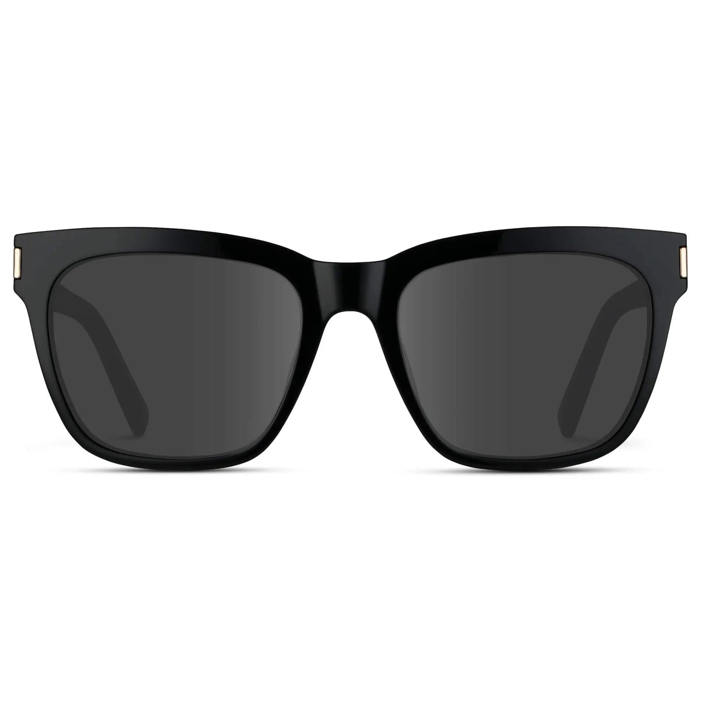 Black / Grey || Women's Oversized Square Prescription Sunglasses with Black Frame and Grey Lenses on a white background
