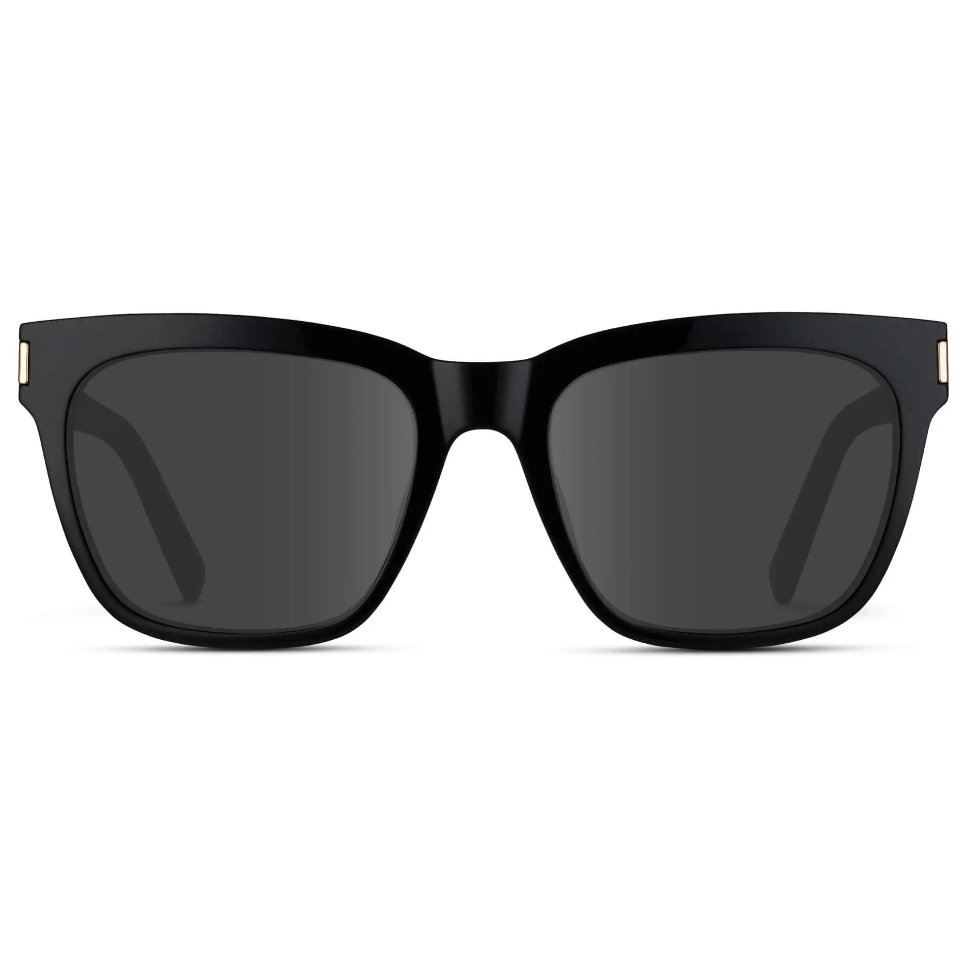 Black / Grey || Women's Oversized Square Prescription Sunglasses with Black Frame and Grey Lenses on a white background