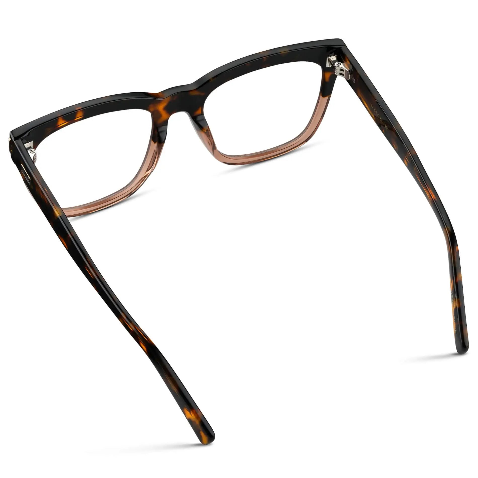 Crystal Brown Tortoise || Back view of Women's Oversized Square Prescription Eyeglasses with Crystal Brown Tortoise Frames with Clear Lenses on a white background