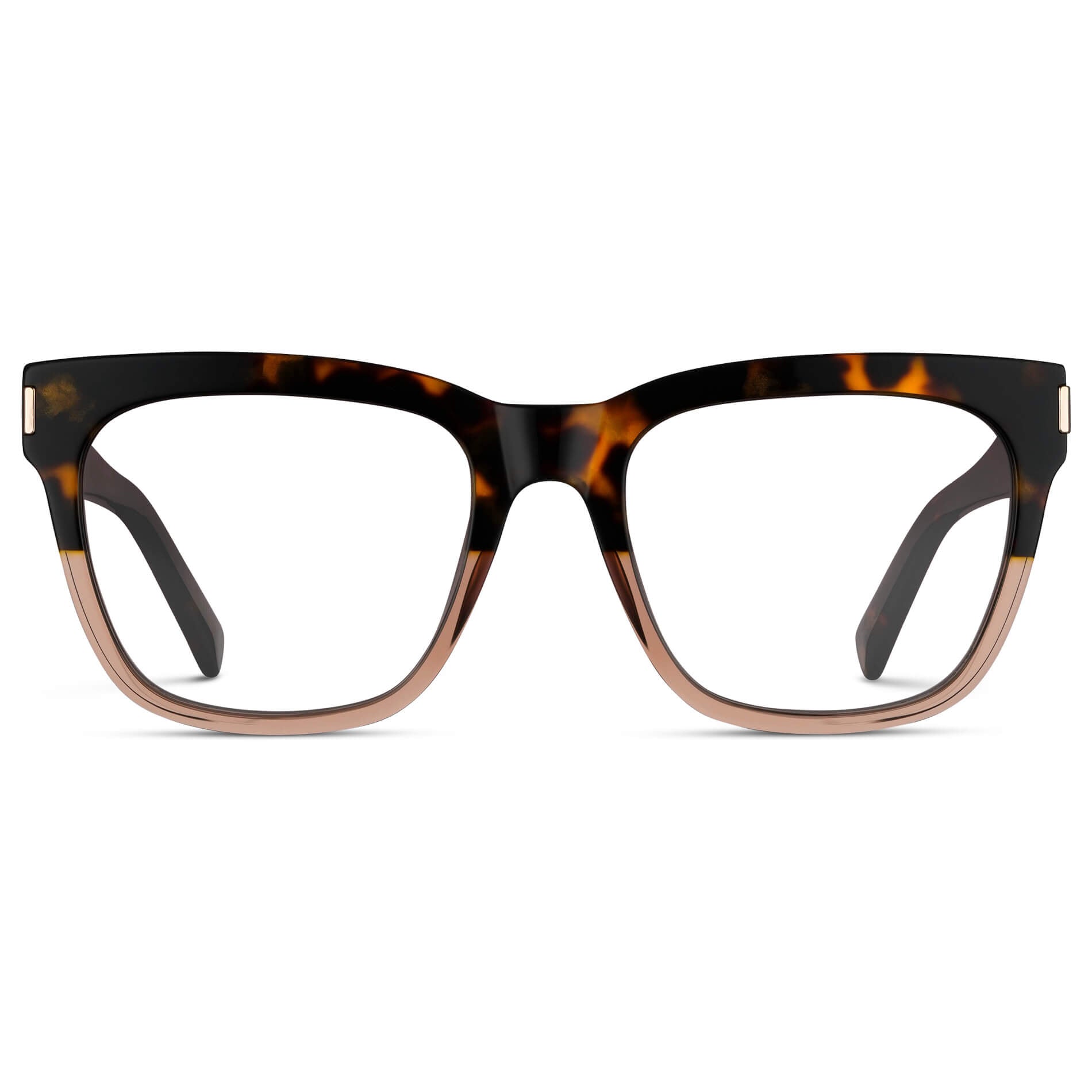 Crystal Brown Tortoise || Square Prescription Frames with Clear Lenses 