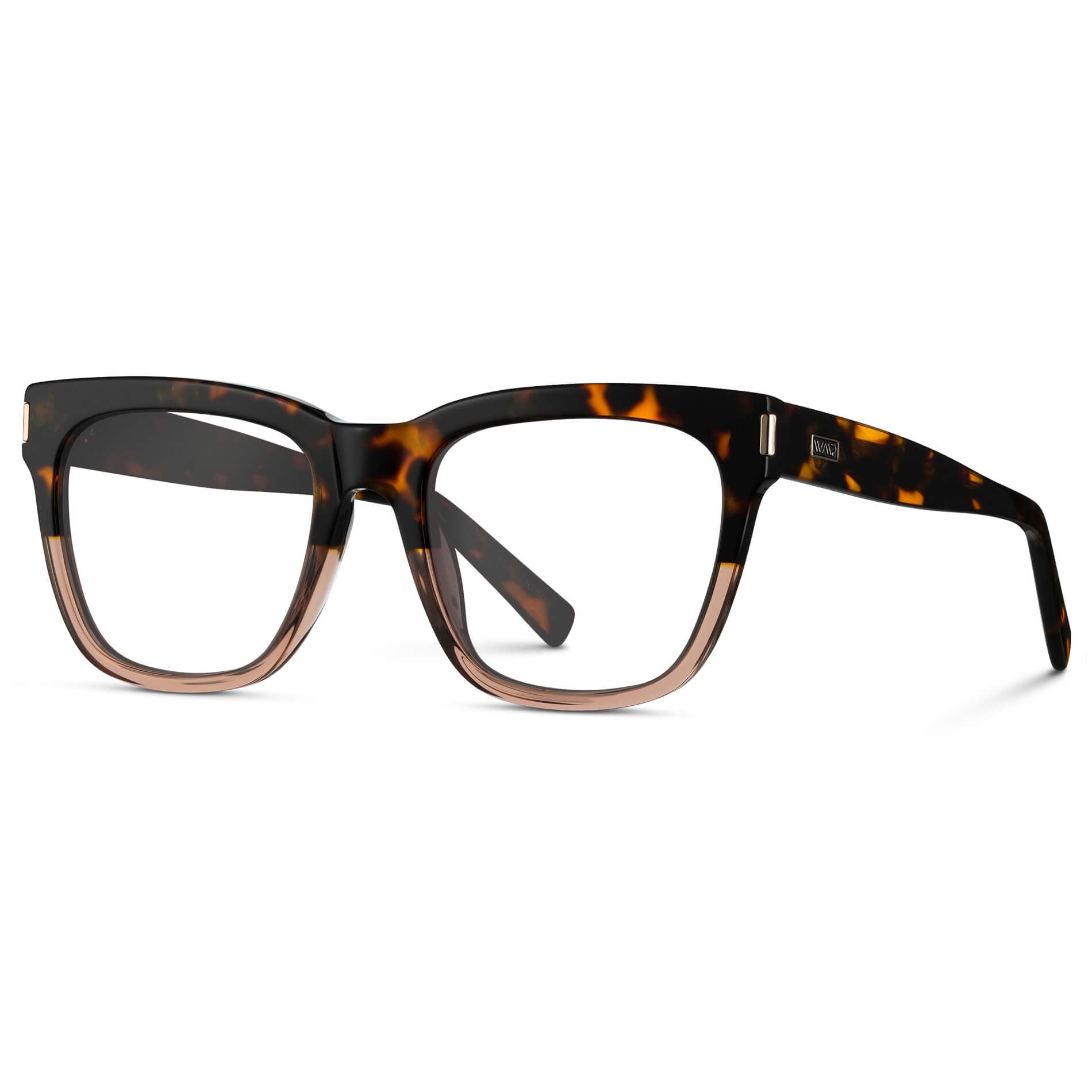 Crystal Brown Tortoise || Square Prescription Frames with Clear Lenses 