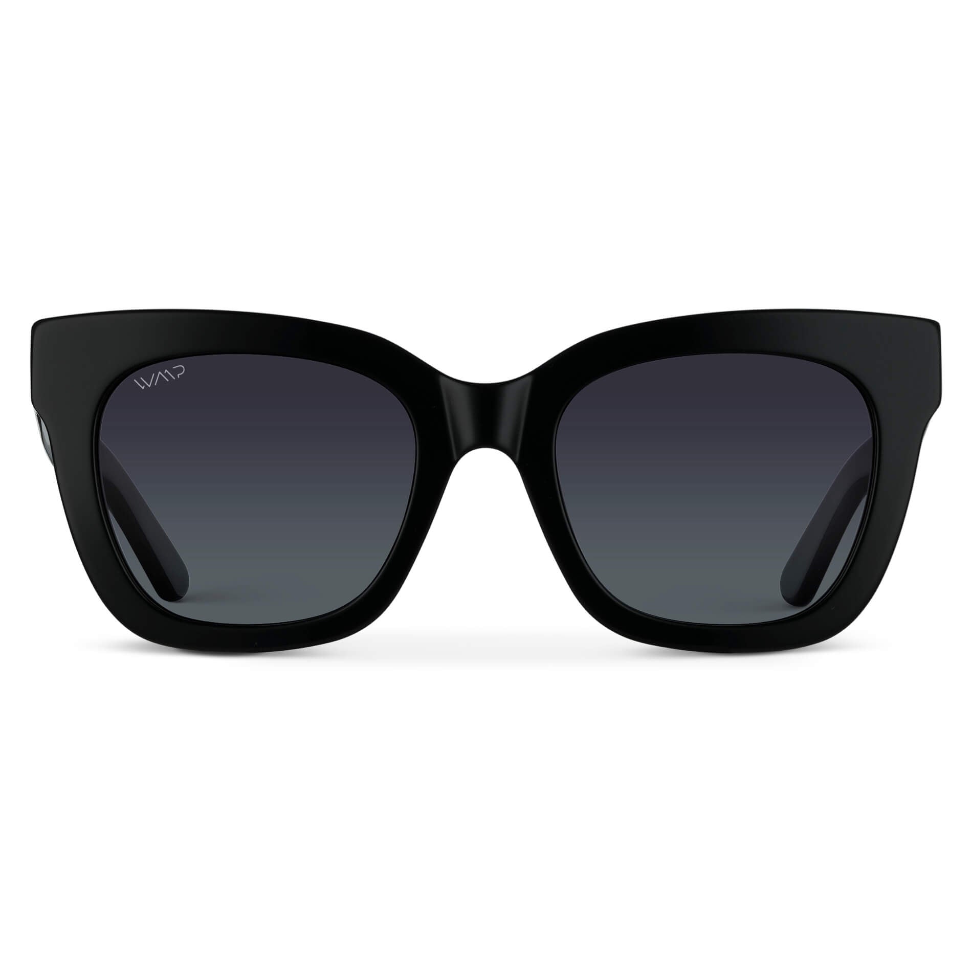 Glossy Black / Black Lens || Black Cateye Frame Sunglasses with Black Polarized Lenses