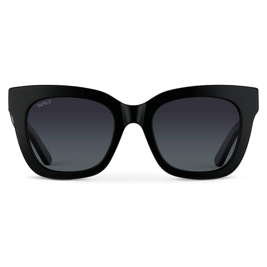 Glossy Black / Black Lens || Black Cateye Frame Sunglasses with Black Polarized Lenses