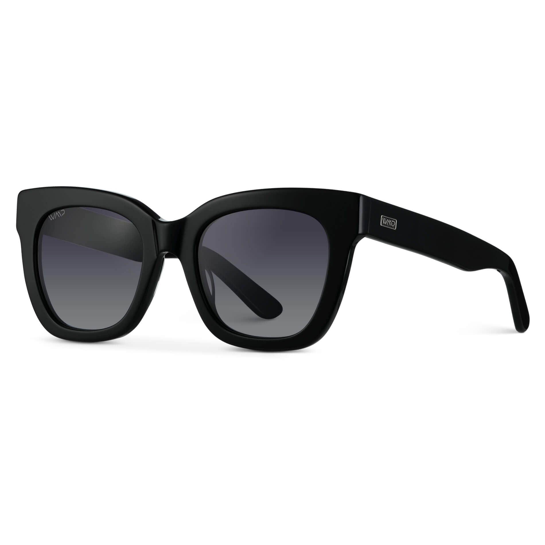 Glossy Black / Black Lens || Black Cateye Frame Sunglasses with Black Polarized Lenses