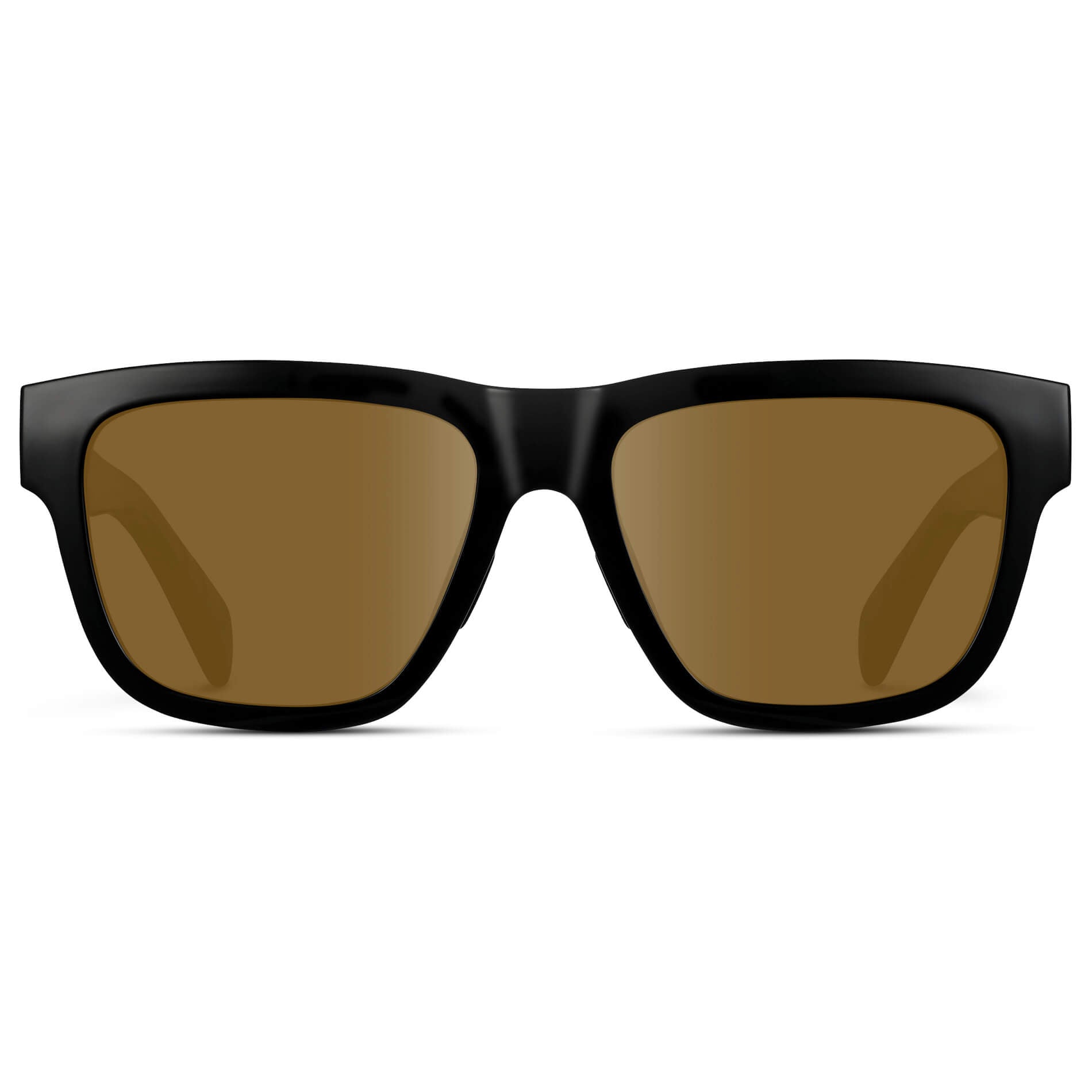 Black / Amber Lens || Black Square Frame Glasses with Brown Lenses