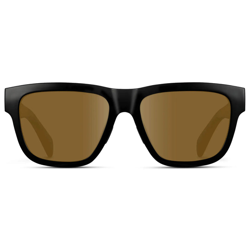 Black / Amber || Men's Square Prescription Glasses with Black Frame and Amber Lenses on a white background