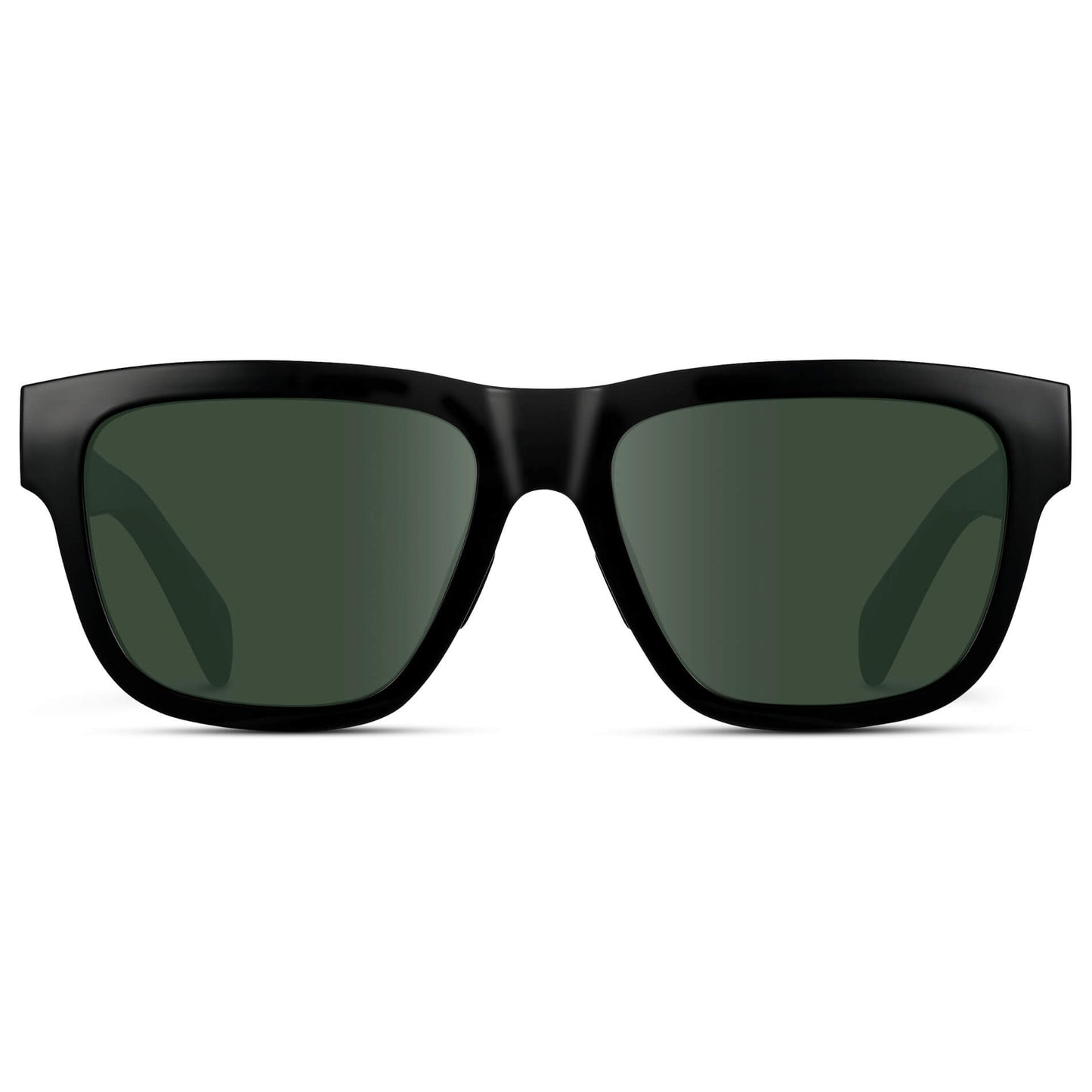 Black / G15 Lens || Black Square Frame Glasses with Green Lenses