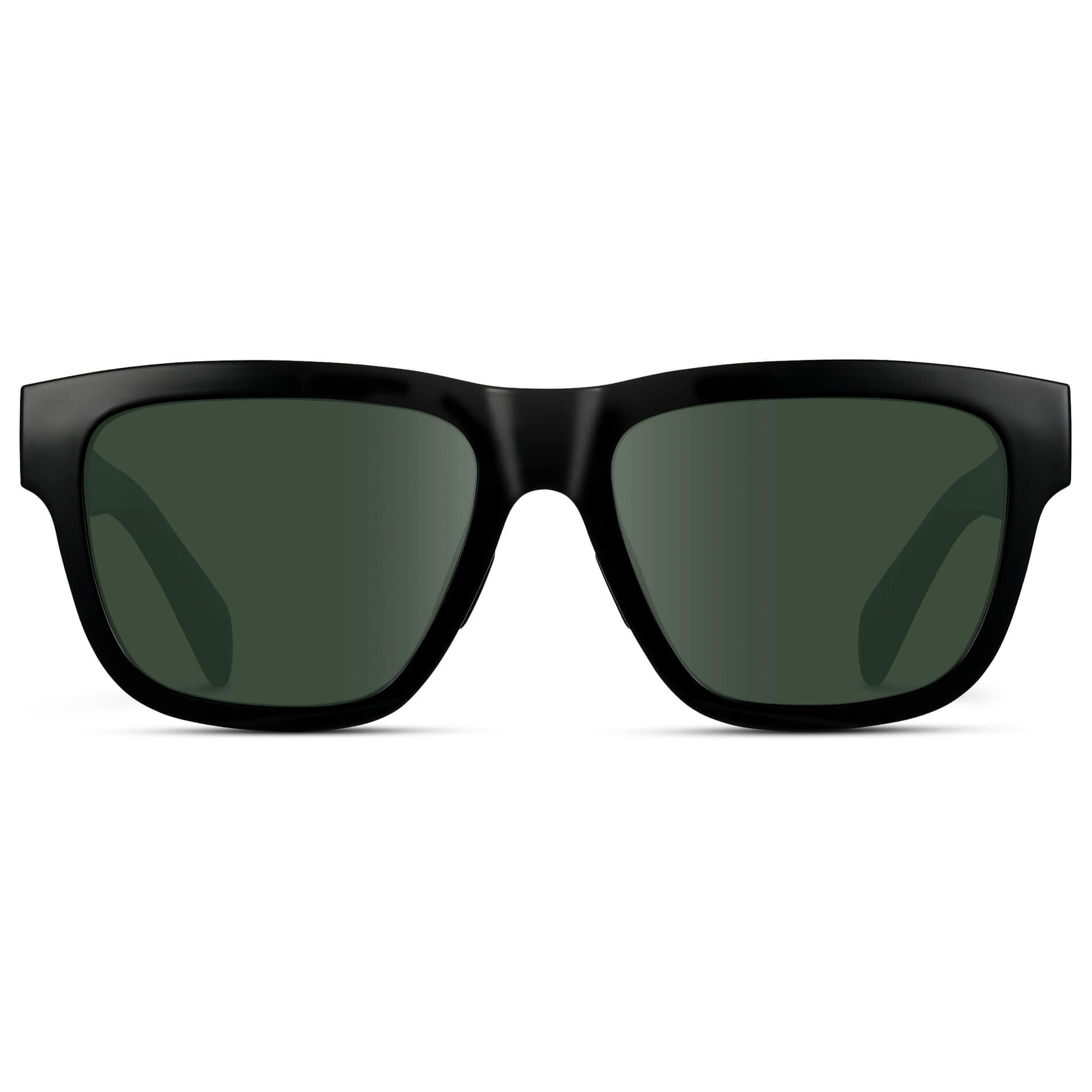 Black / G15 Lens || Black Square Frame Glasses with Green Lenses