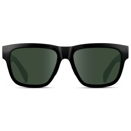 Black / G15 Lens || Black Square Frame Glasses with Green Lenses
