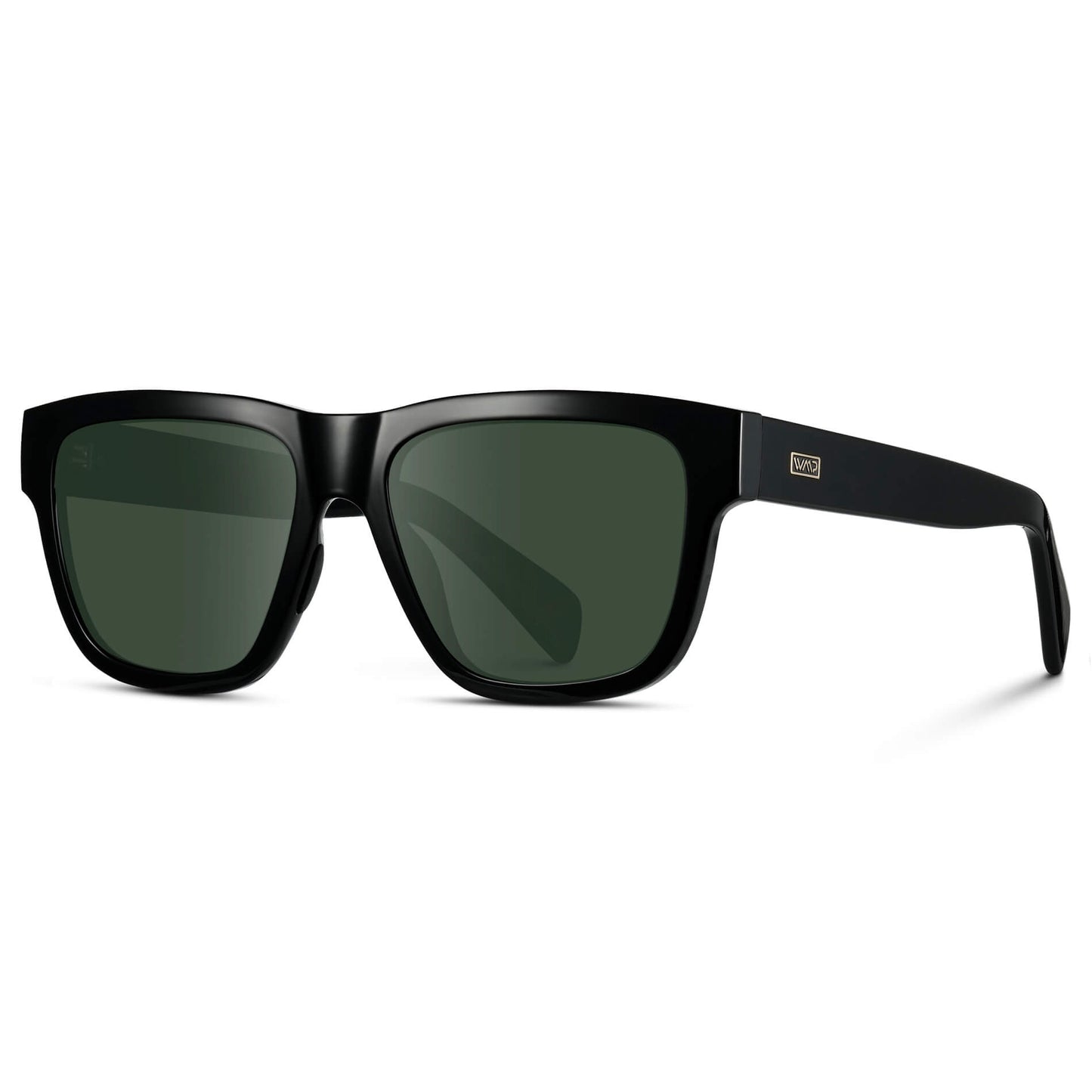 Black / G15 Lens || Black Square Frame Glasses with Green Lenses