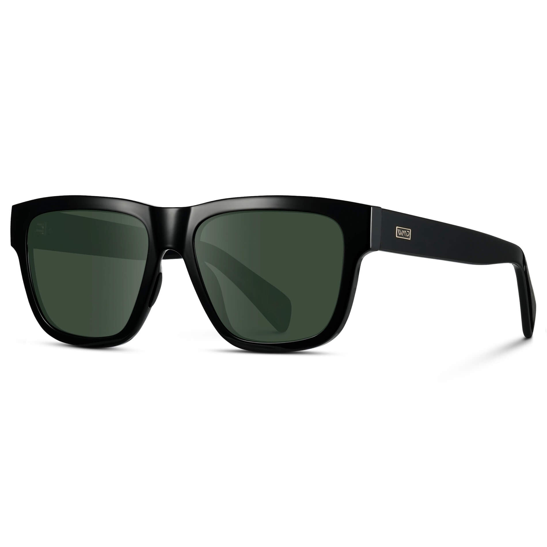 Black / G15 Lens || Black Square Frame Glasses with Green Lenses