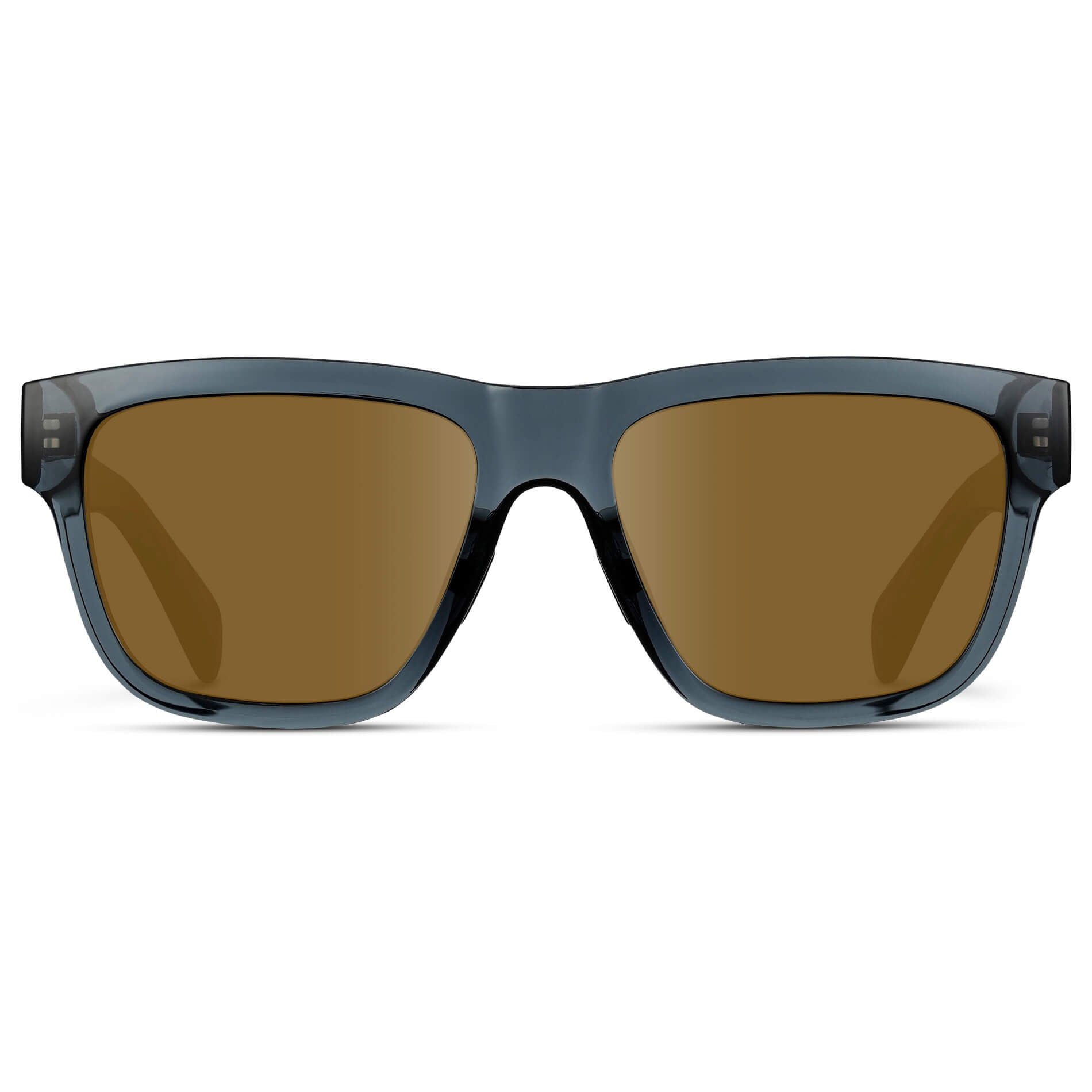 Crystal Navy Dusk / Amber Lens || Blue Square Frame Glasses with Brown Lenses