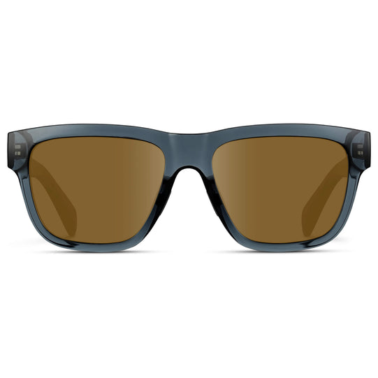 Crystal Navy Dusk / Amber Lens || Blue Square Frame Glasses with Brown Lenses