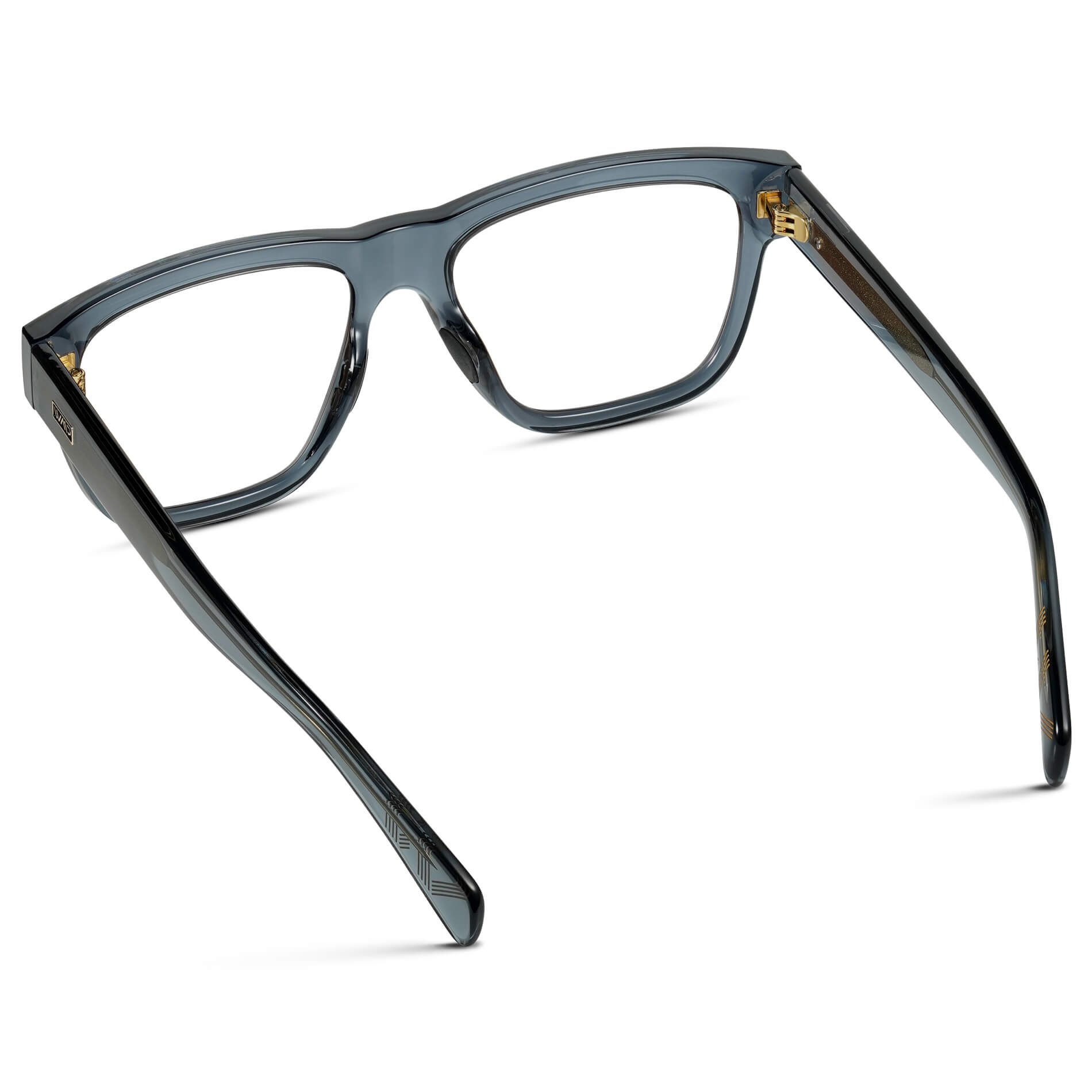 Crystal Navy Dusk || Blue Square Frame Glasses with Clear Lenses