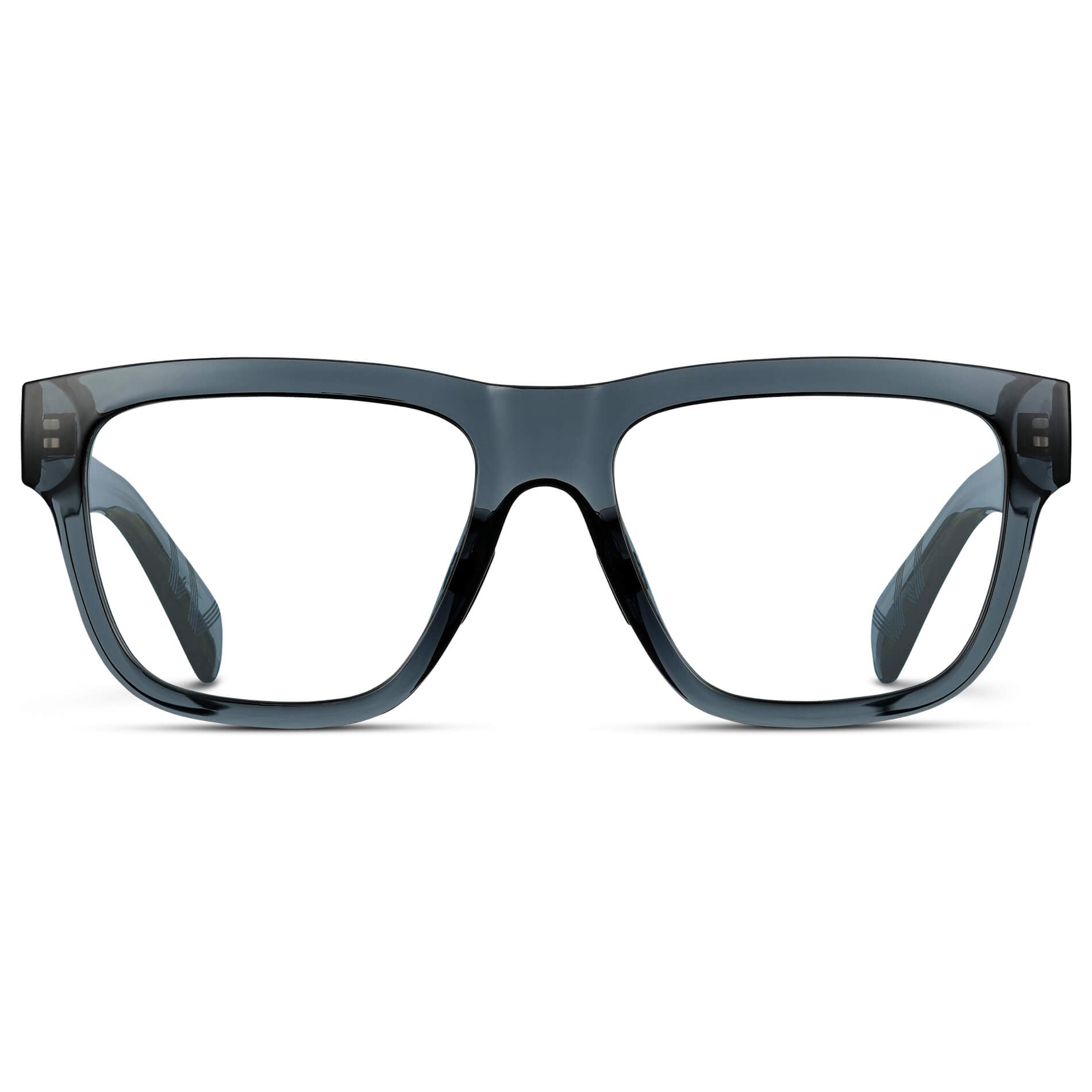 Crystal Navy Dusk || Blue Square Frame Glasses with Clear Lenses
