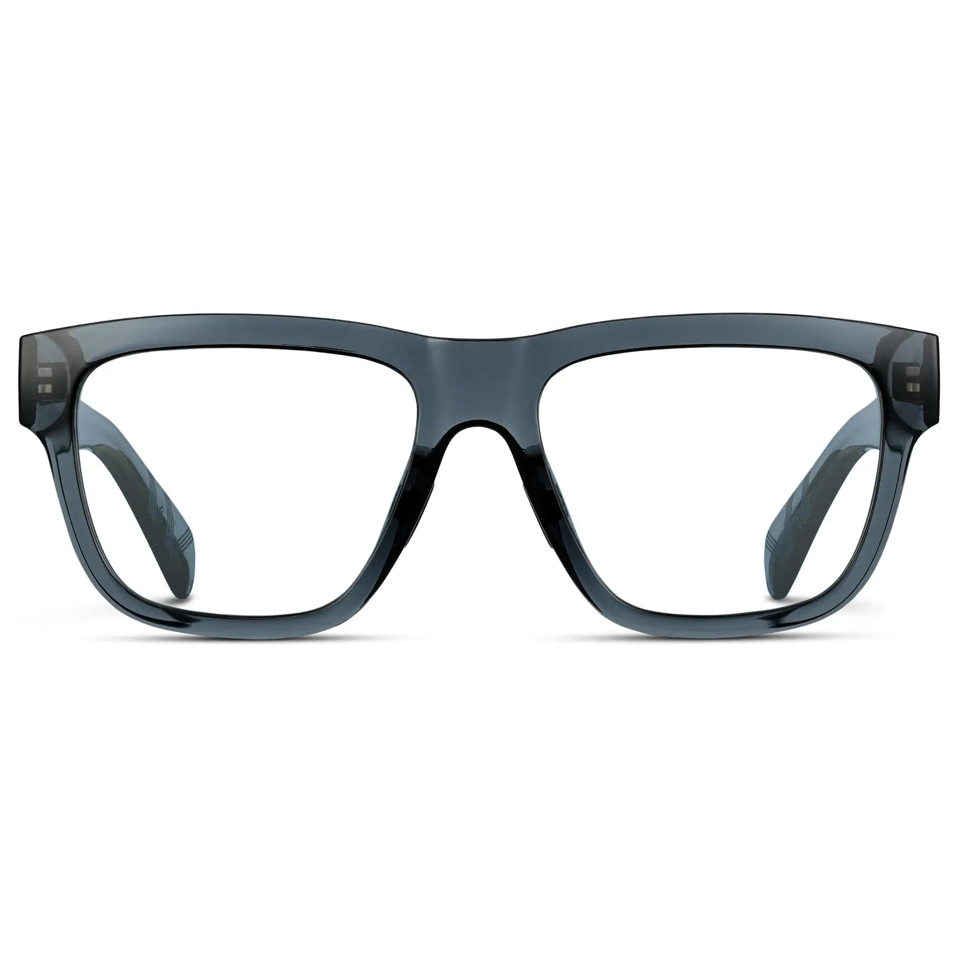 Crystal Navy Dusk || Men's Square Prescription Classes with Crystal Navy Dusk Frame and Clear Lenses on a white background