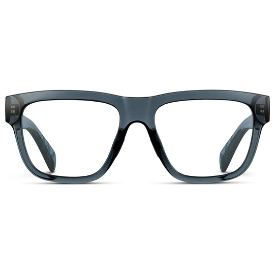 Crystal Navy Dusk || Blue Square Frame Glasses with Clear Lenses