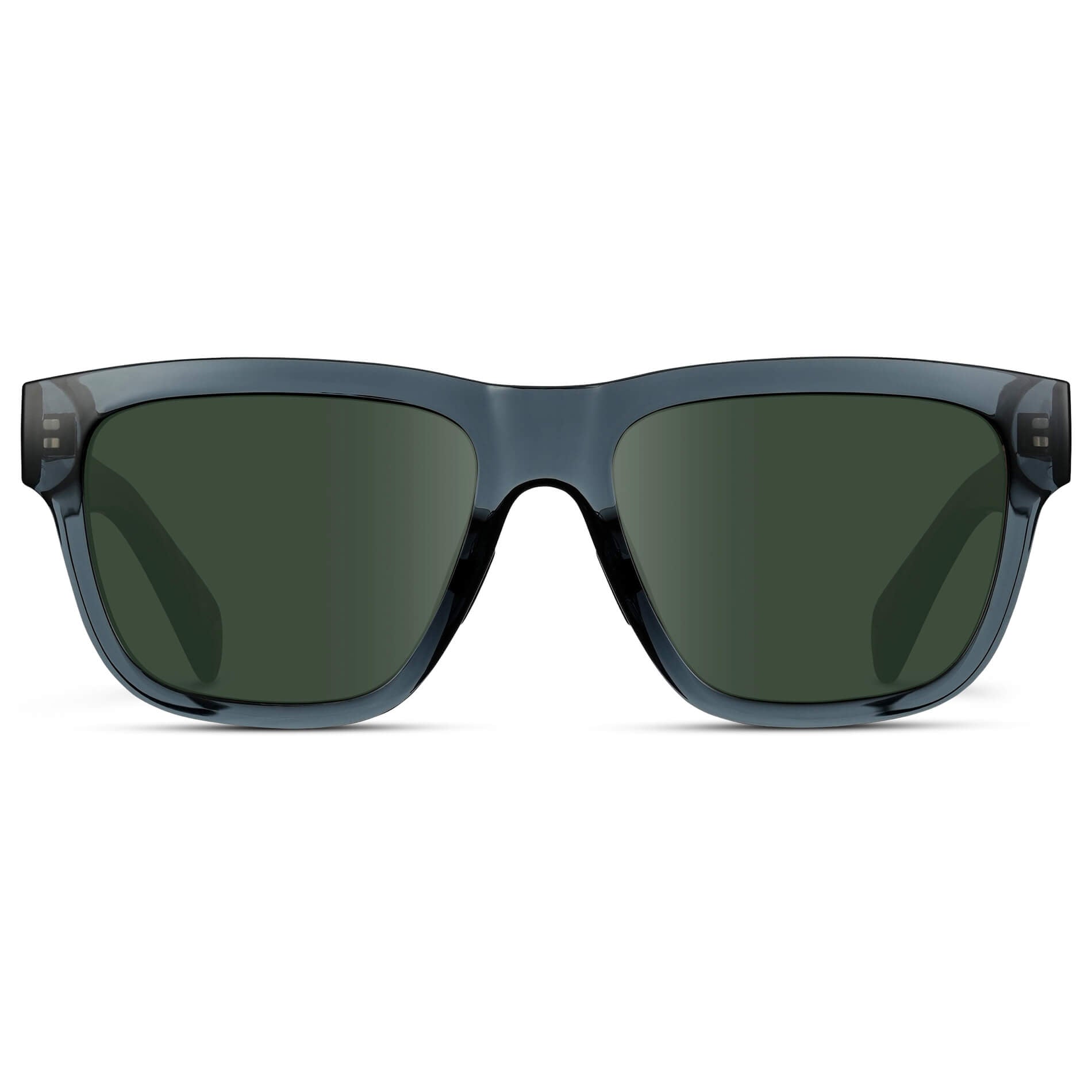 Crystal Navy Dusk / G15 Lens || Blue Square Frame Glasses with Green Lenses