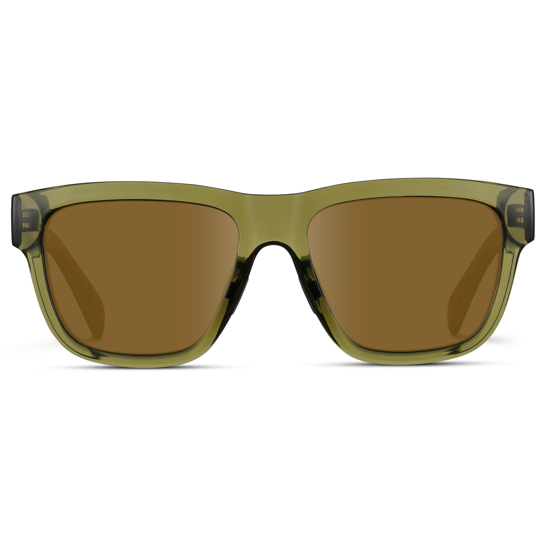 Crystal Saguaro Green / Amber Lens || Green Square Frame Glasses with Brown Lenses