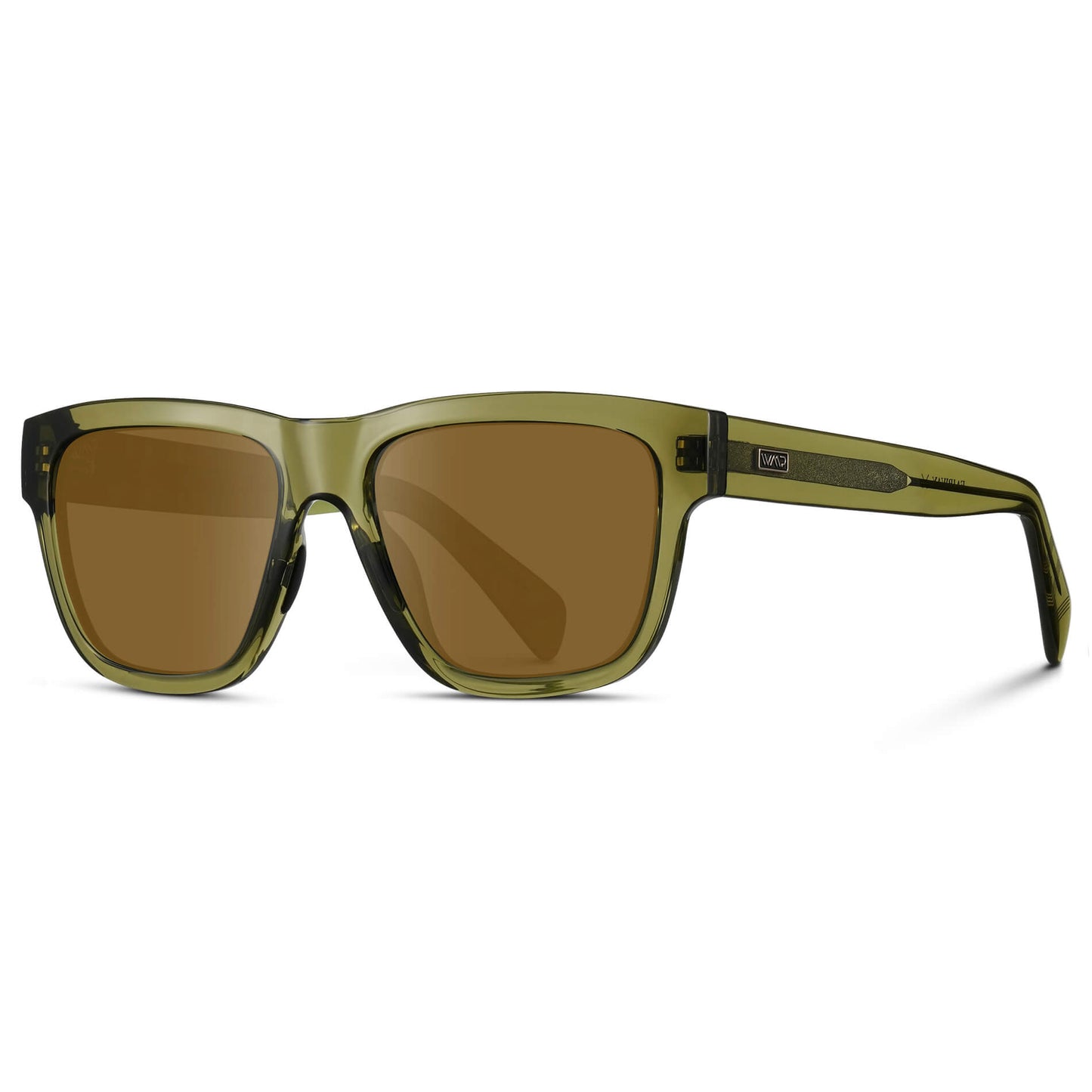 Crystal Saguaro Green / Amber Lens || Green Square Frame Glasses with Brown Lenses