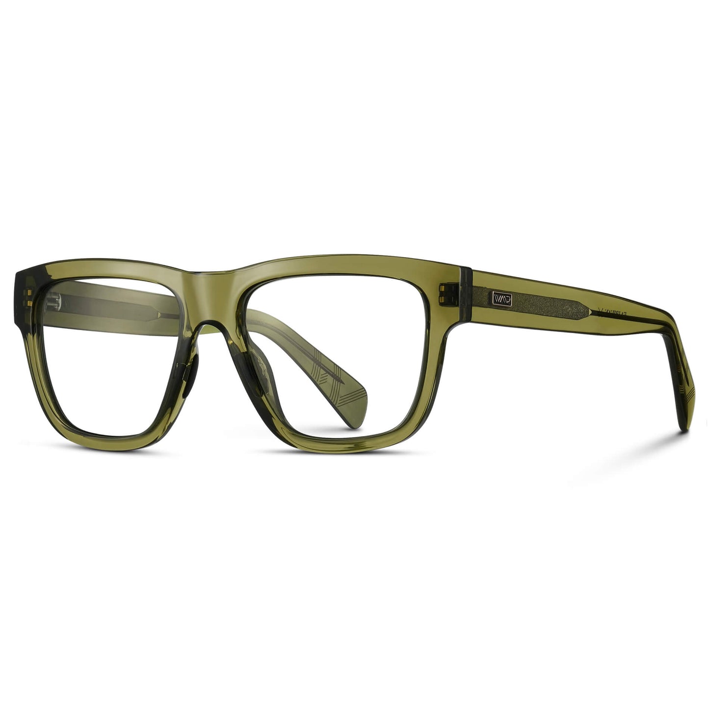 Crystal Saguaro Green || Green Square Frame Glasses with Clear Lenses