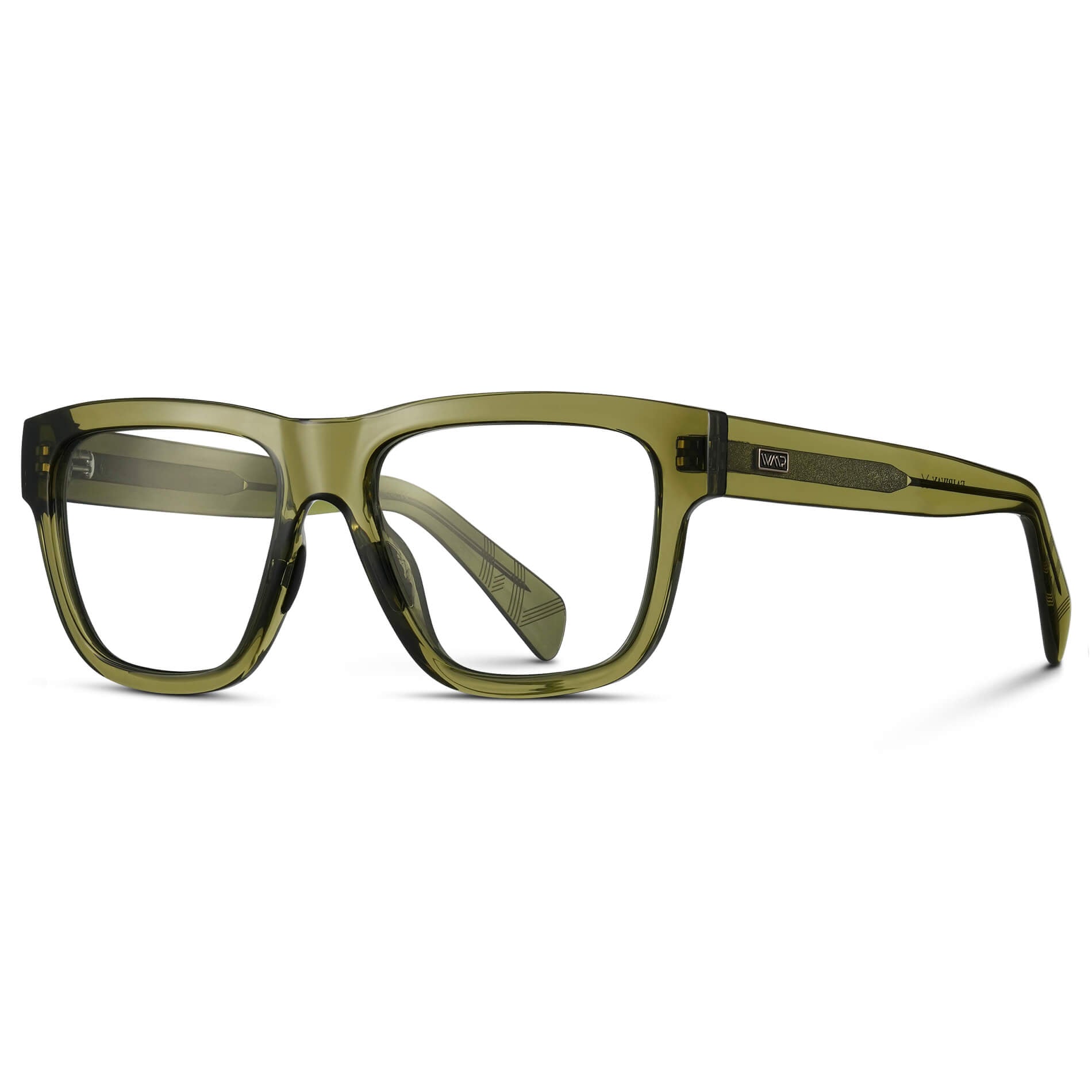 Crystal Saguaro Green || Green Square Frame Glasses with Clear Lenses