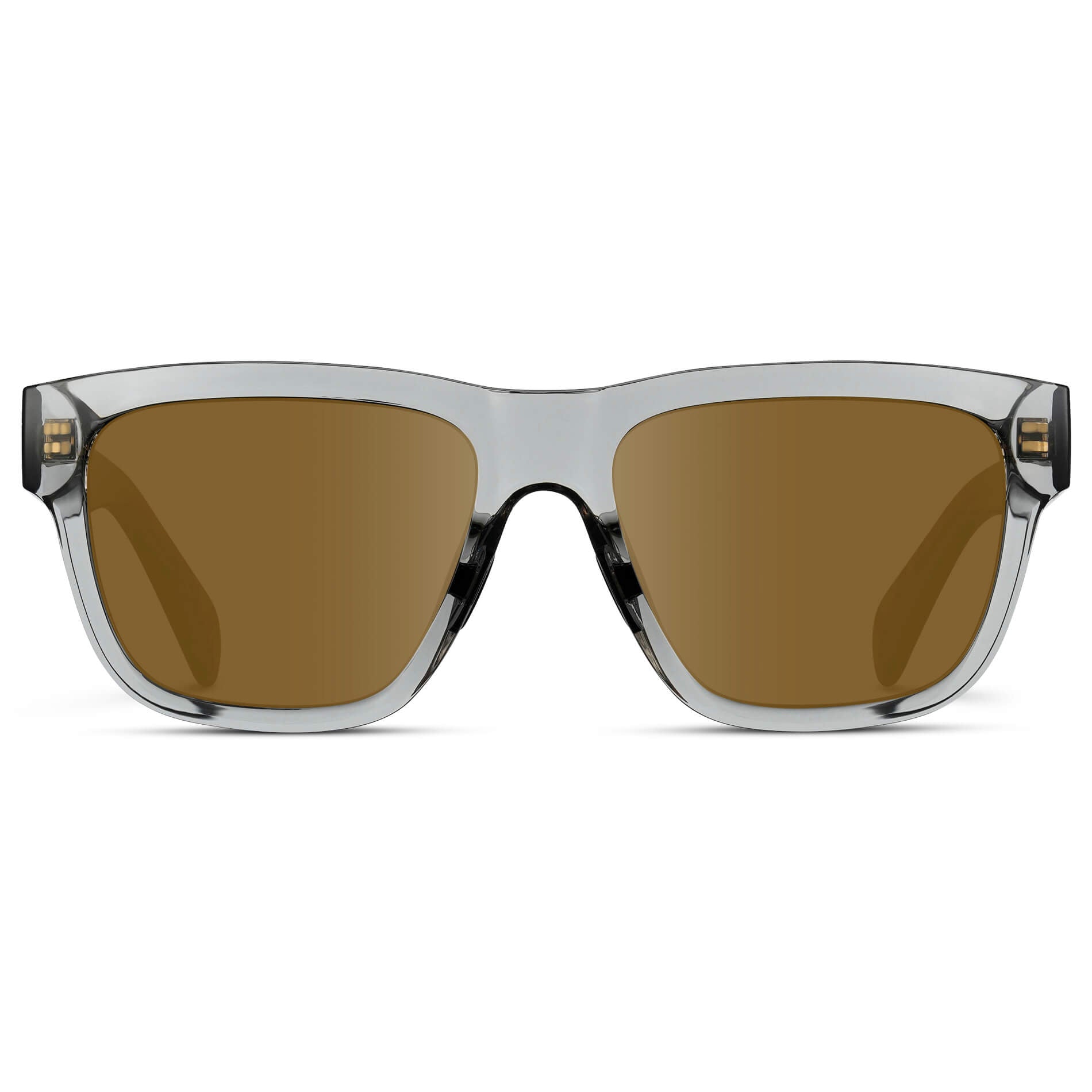 Crystal Grey / Amber Lens || Grey Square Frame Glasses with Brown Lenses