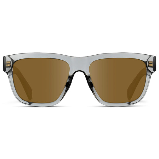 Crystal Grey / Amber Lens || Grey Square Frame Glasses with Brown Lenses