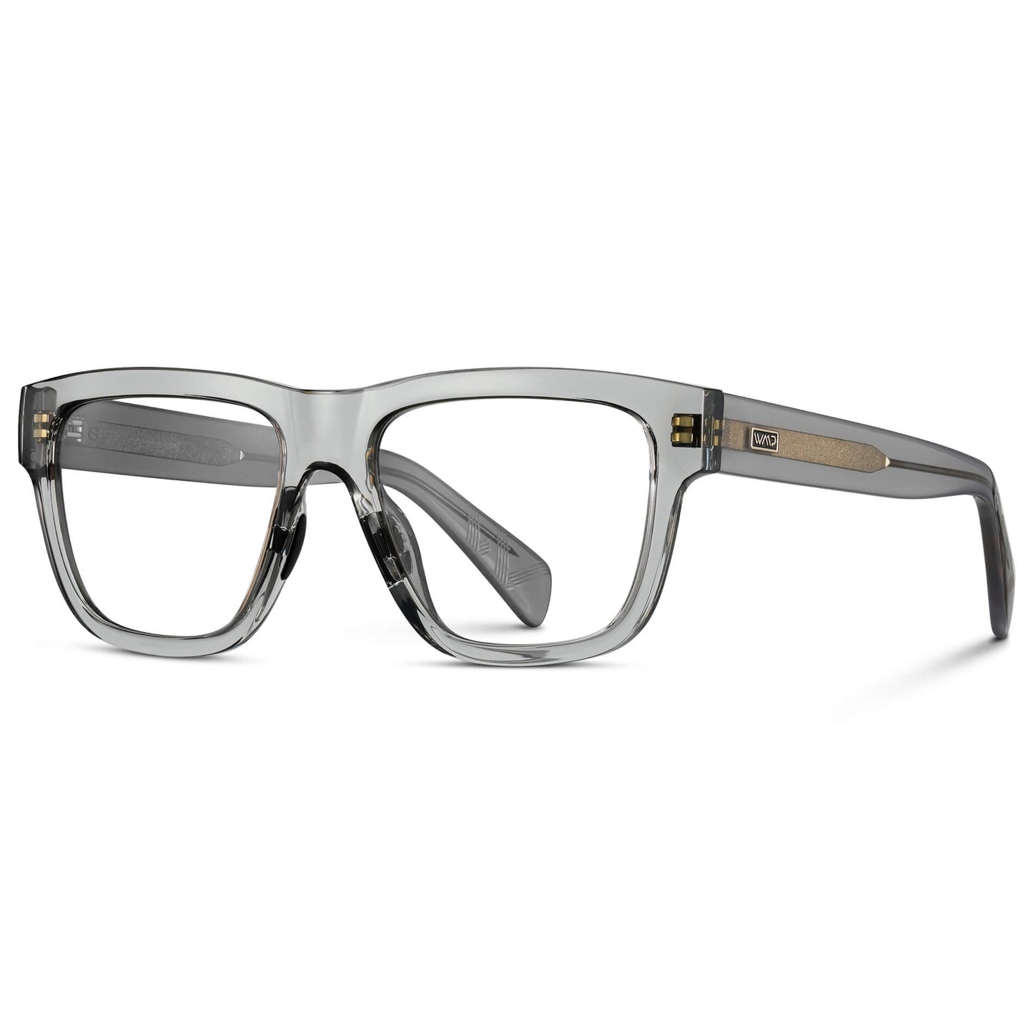 Crystal Grey || Grey Square Frame Glasses with Clear Lenses
