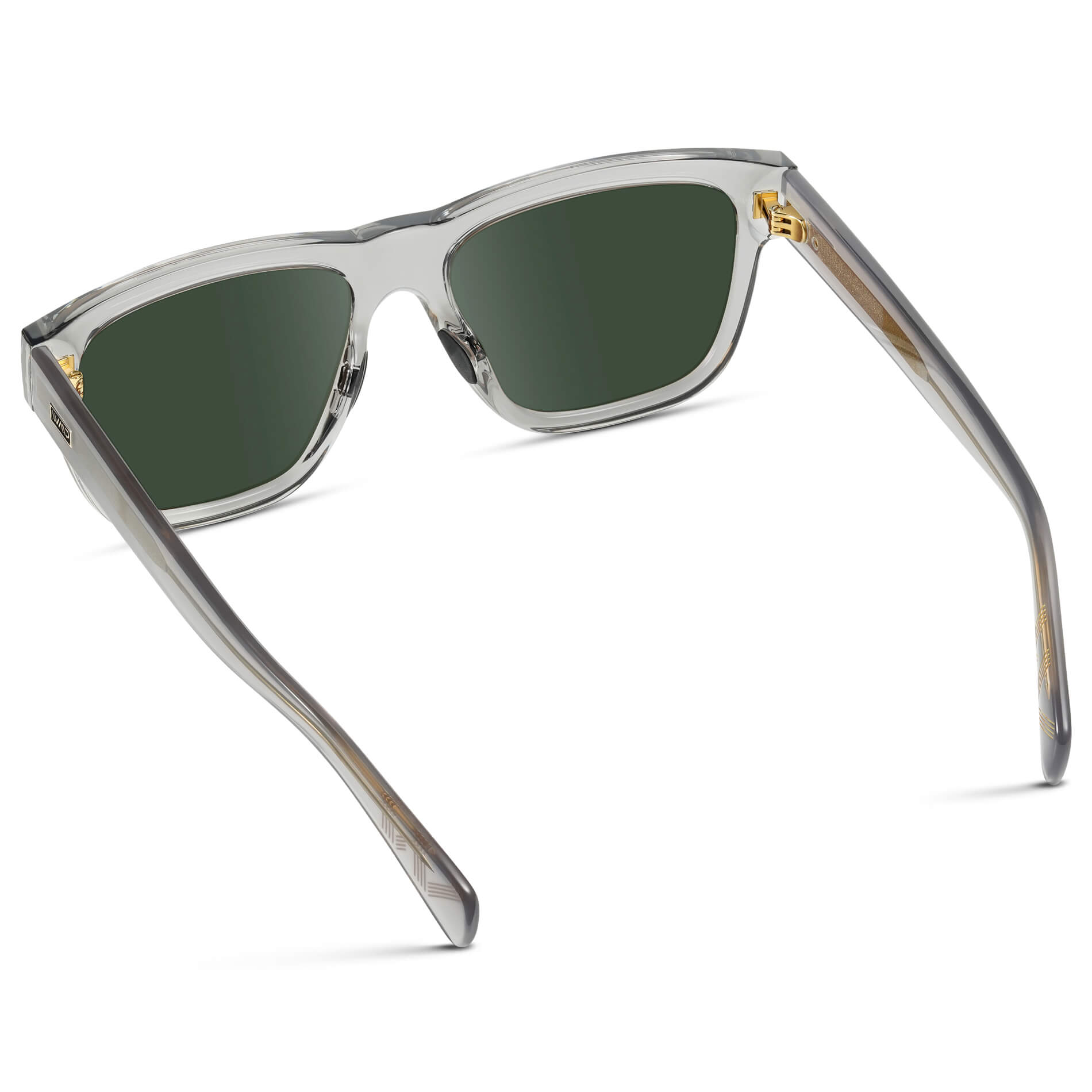 Crystal Grey / G15 Lens || Grey Square Frame Glasses with Green Lenses
