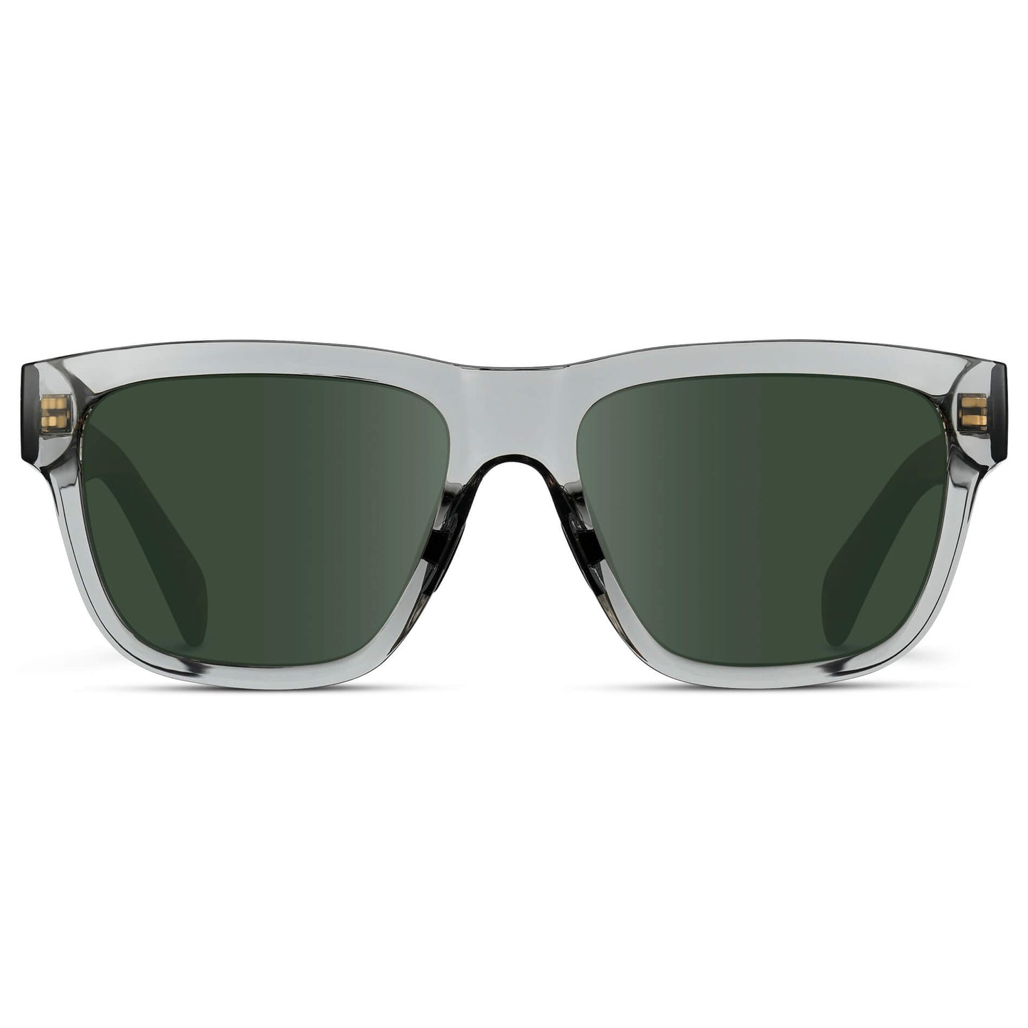 Crystal Grey / G15 Lens || Grey Square Frame Glasses with Green Lenses