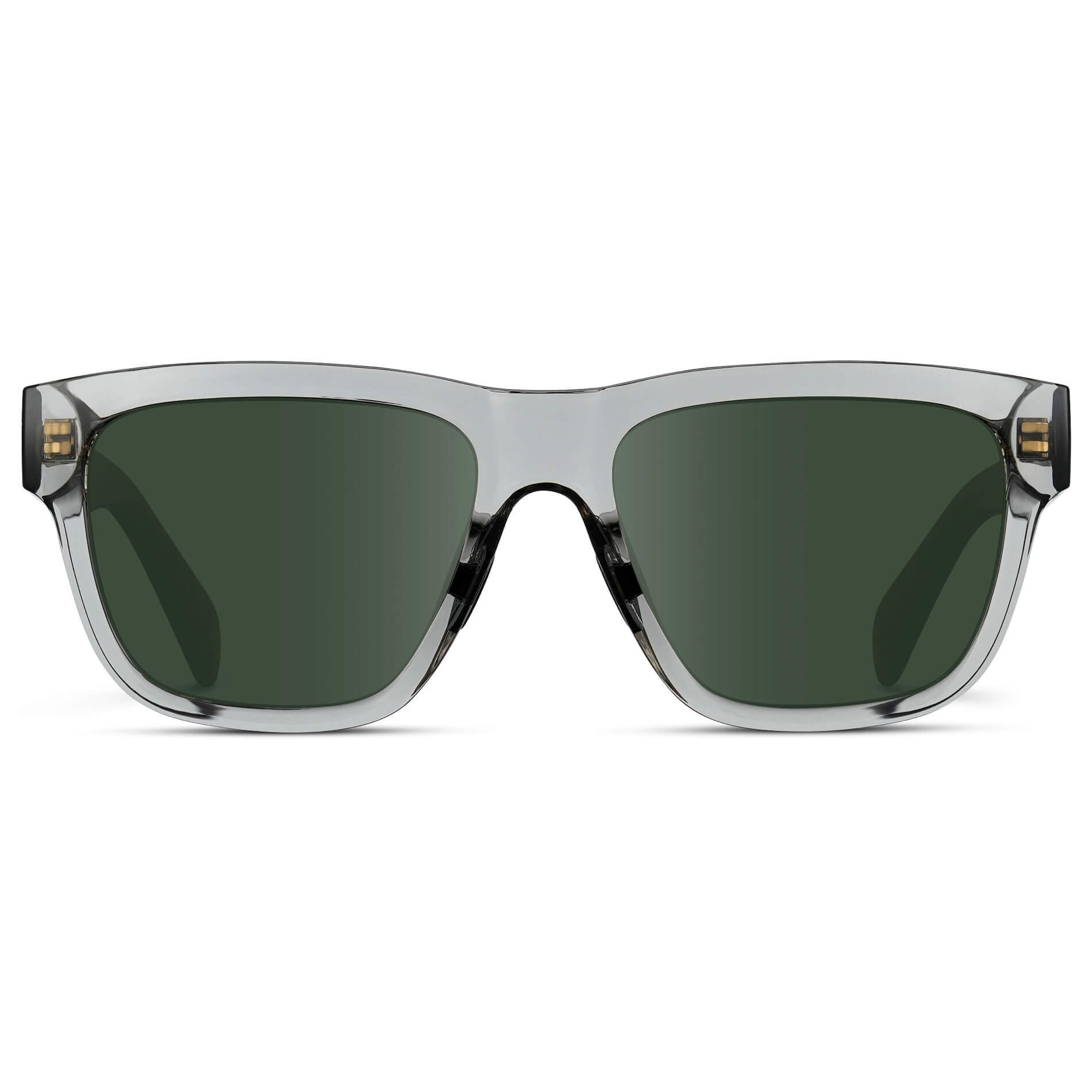 Crystal Grey / G15 Lens || Grey Square Frame Glasses with Green Lenses
