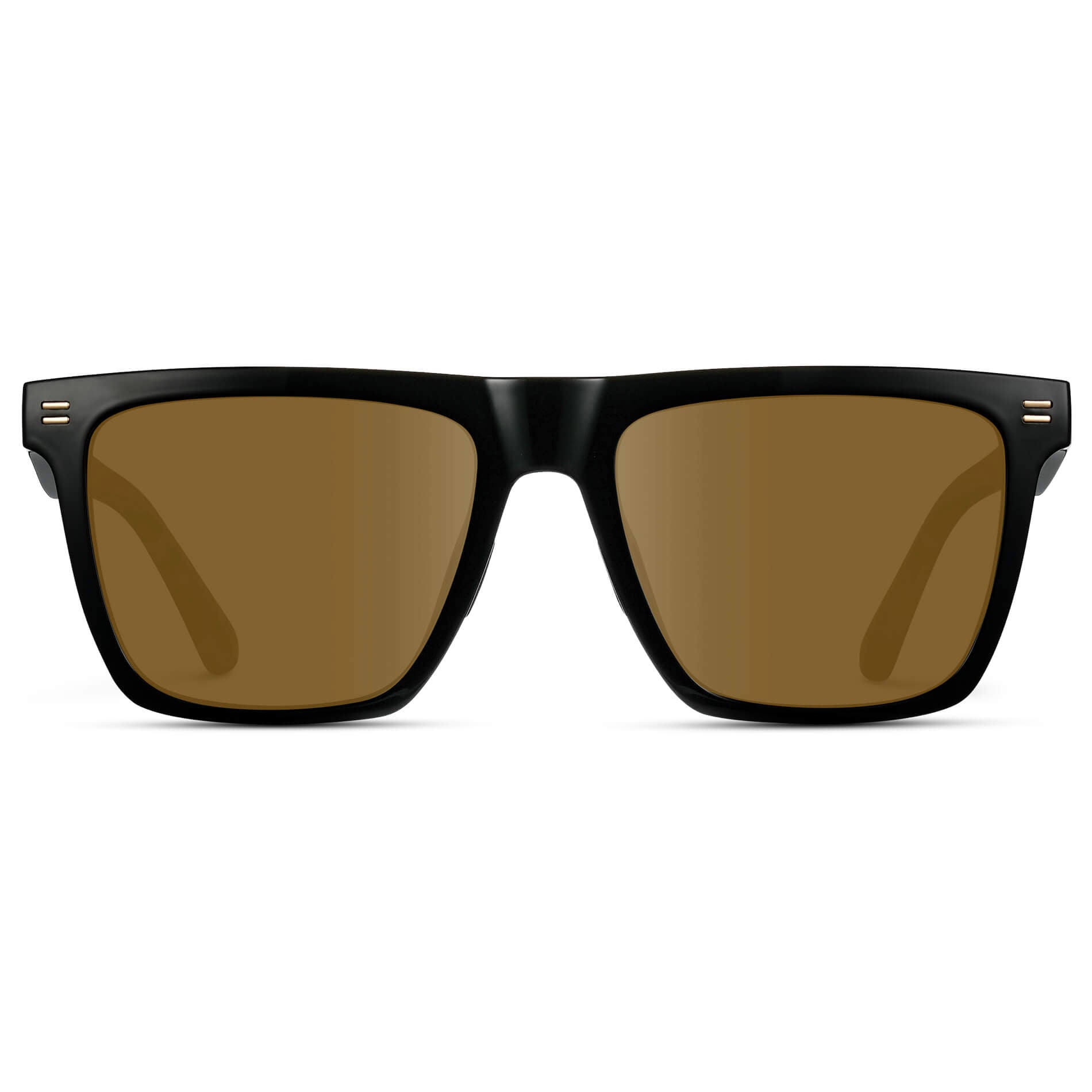 Black / Amber Lens || Black Rectangle Frame Glasses with Brown Lenses