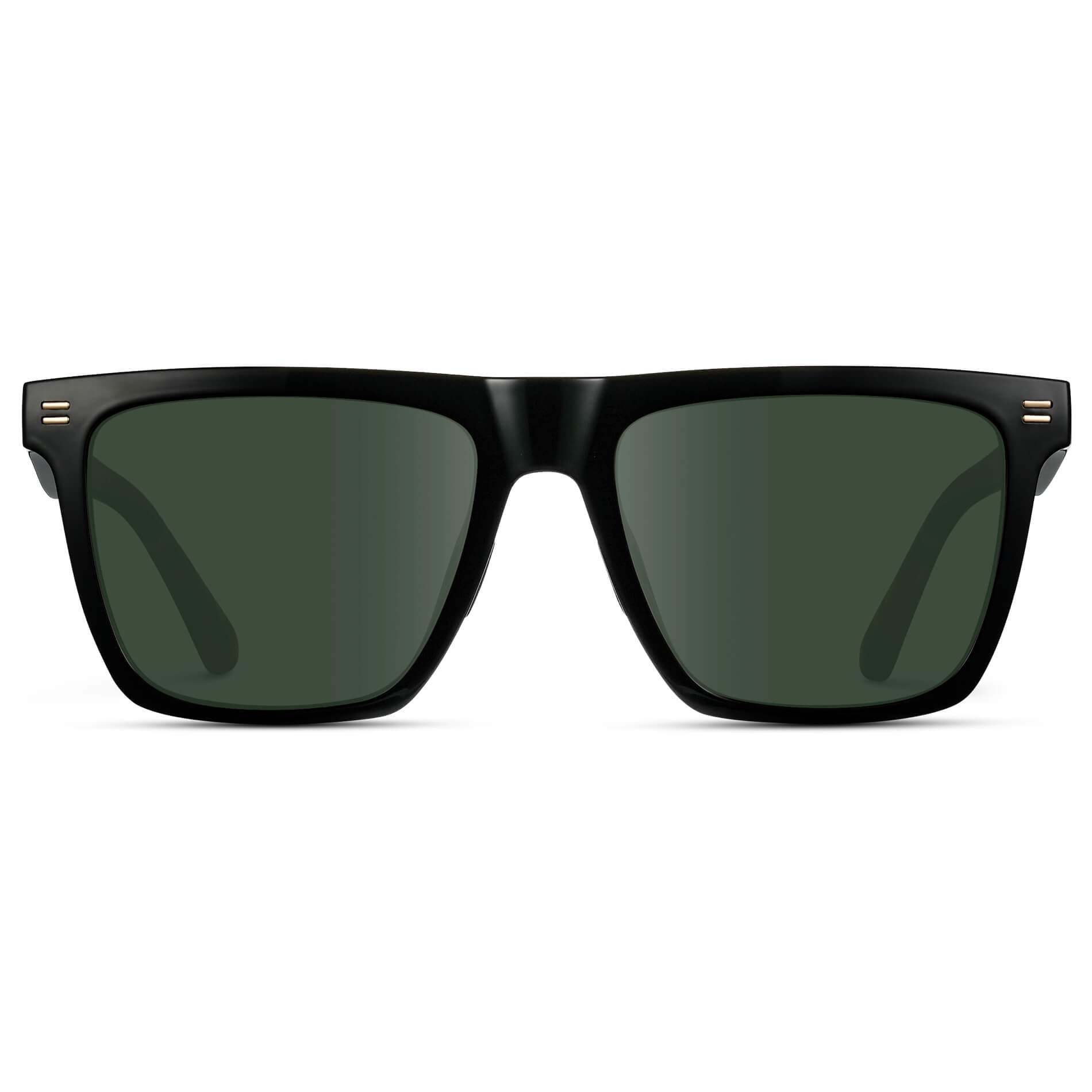 Black / G15 Lens || Black Rectangle Frame Glasses with Green Lenses