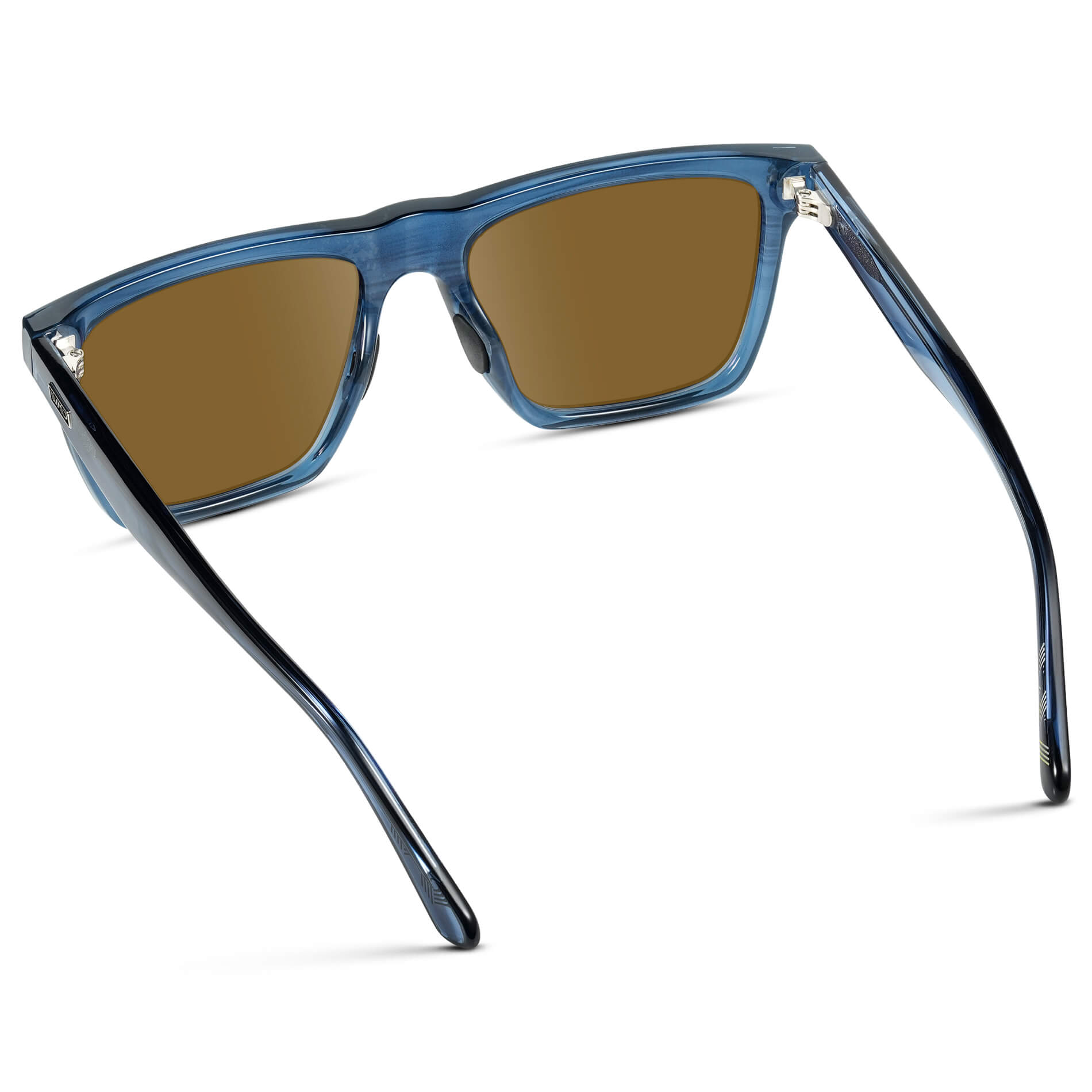 Indigo Blue Grain / Amber Lens || Blue Rectangle Frame Glasses with Brown Lenses