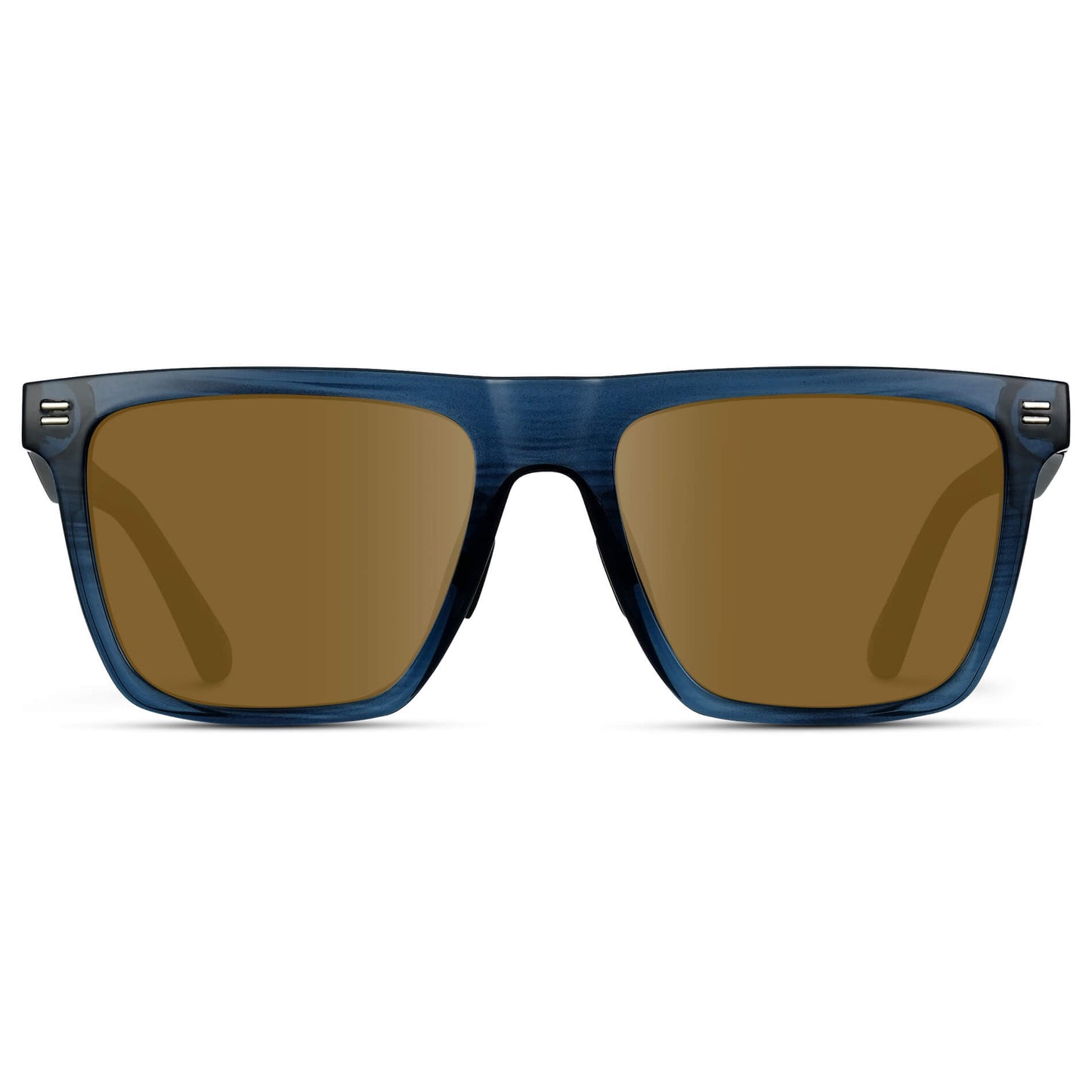 Indigo Blue Grain / Amber Lens || Blue Rectangle Frame Glasses with Brown Lenses