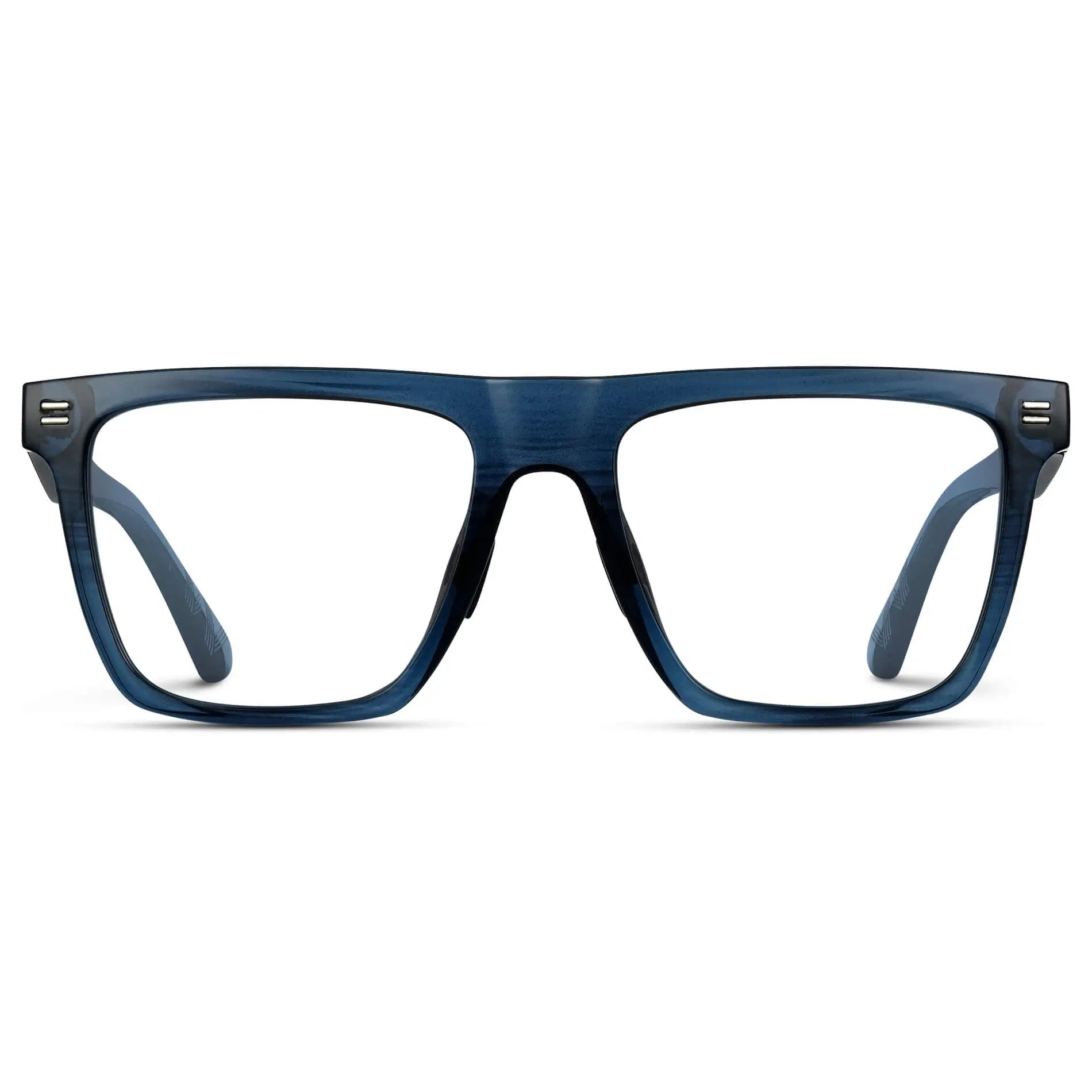 Indigo Blue Grain || Men's Rectangle Prescription Glasses with Indigo Blue Grain Frame and Clear Lenses on a white background